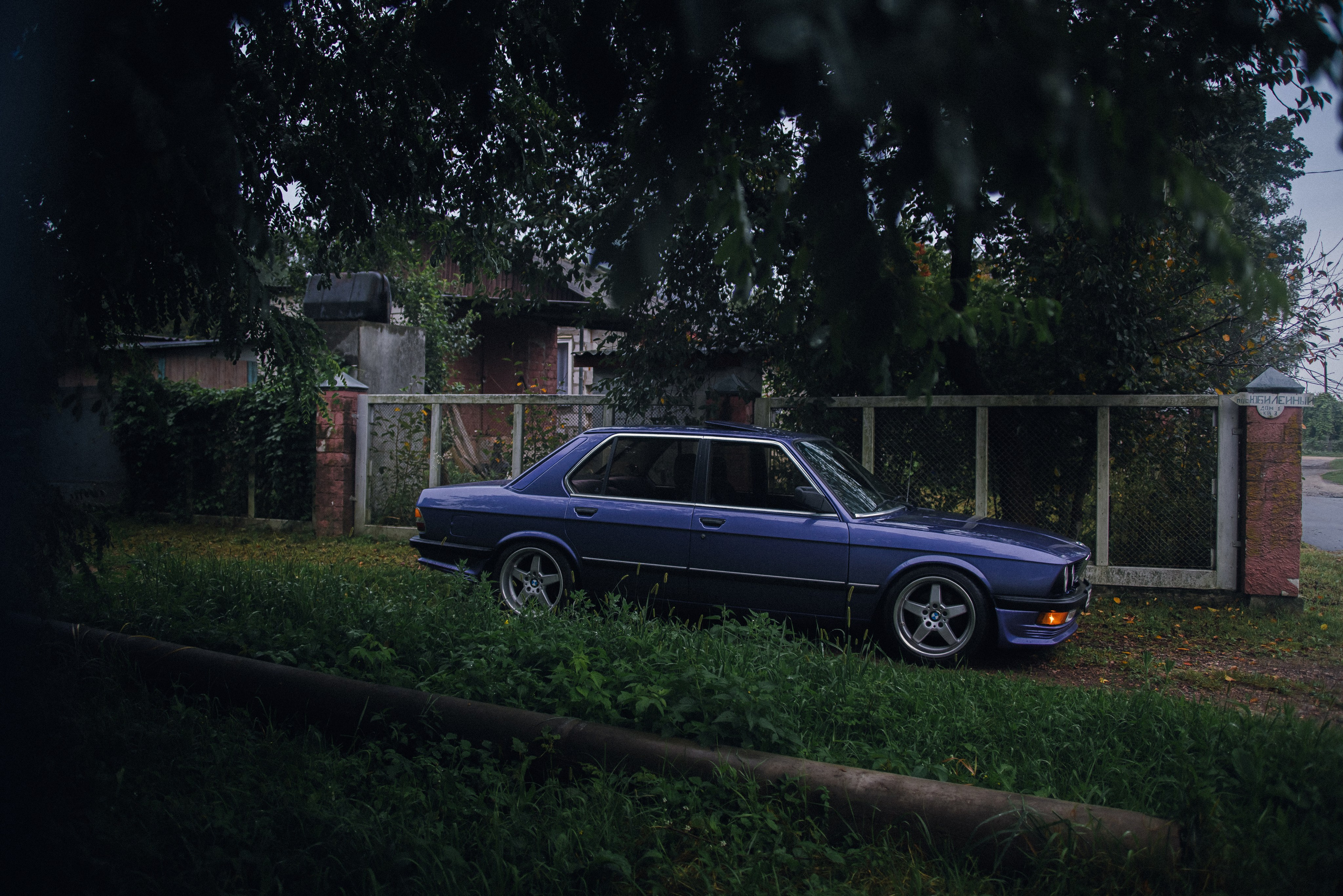 Старая BMW фотографируется за городом. Жуков Илья  свадебный фотограф в Москве