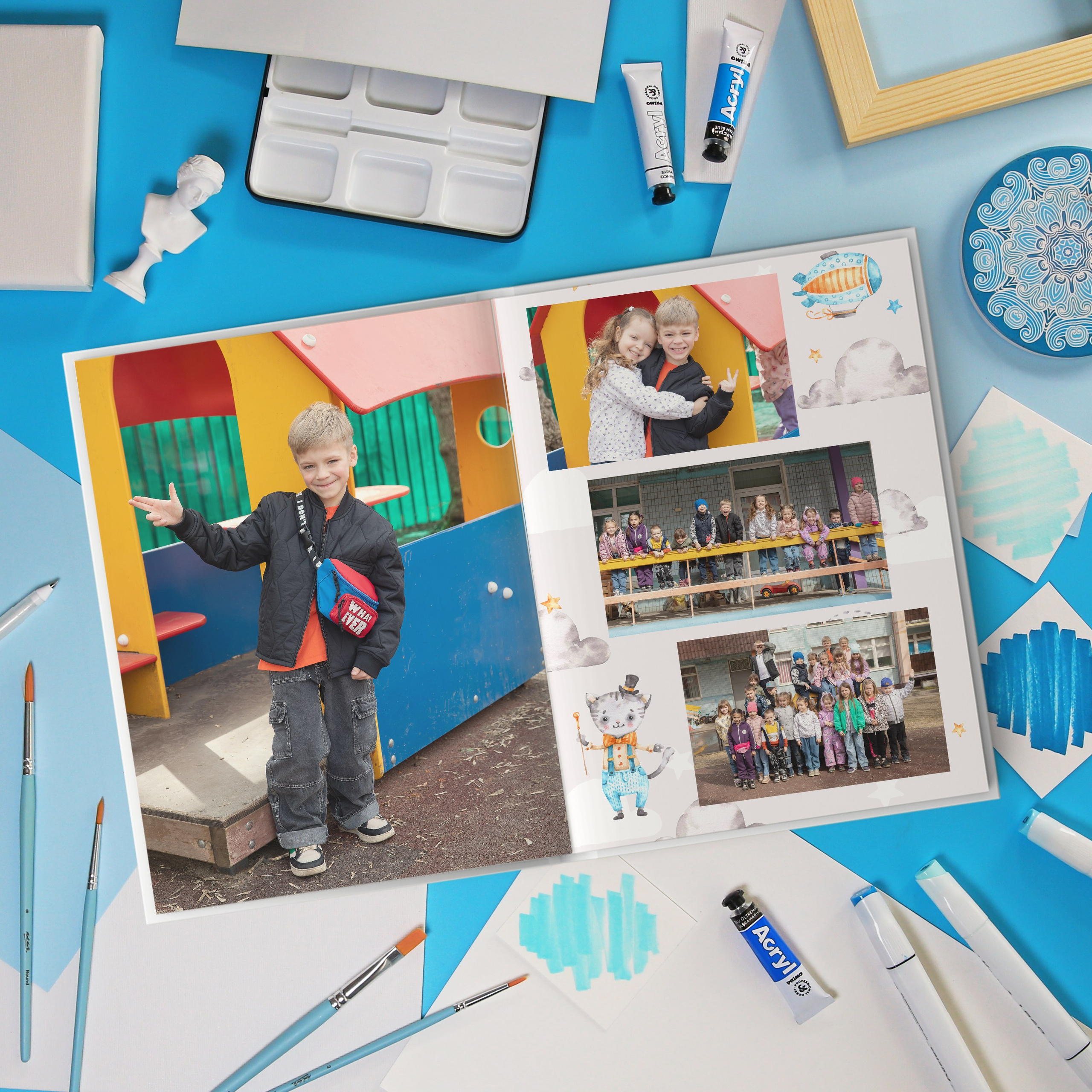 Наполнение и цены на альбомы по ссылке https://school-pages.ru/detskiy-sad-1#section-10687404