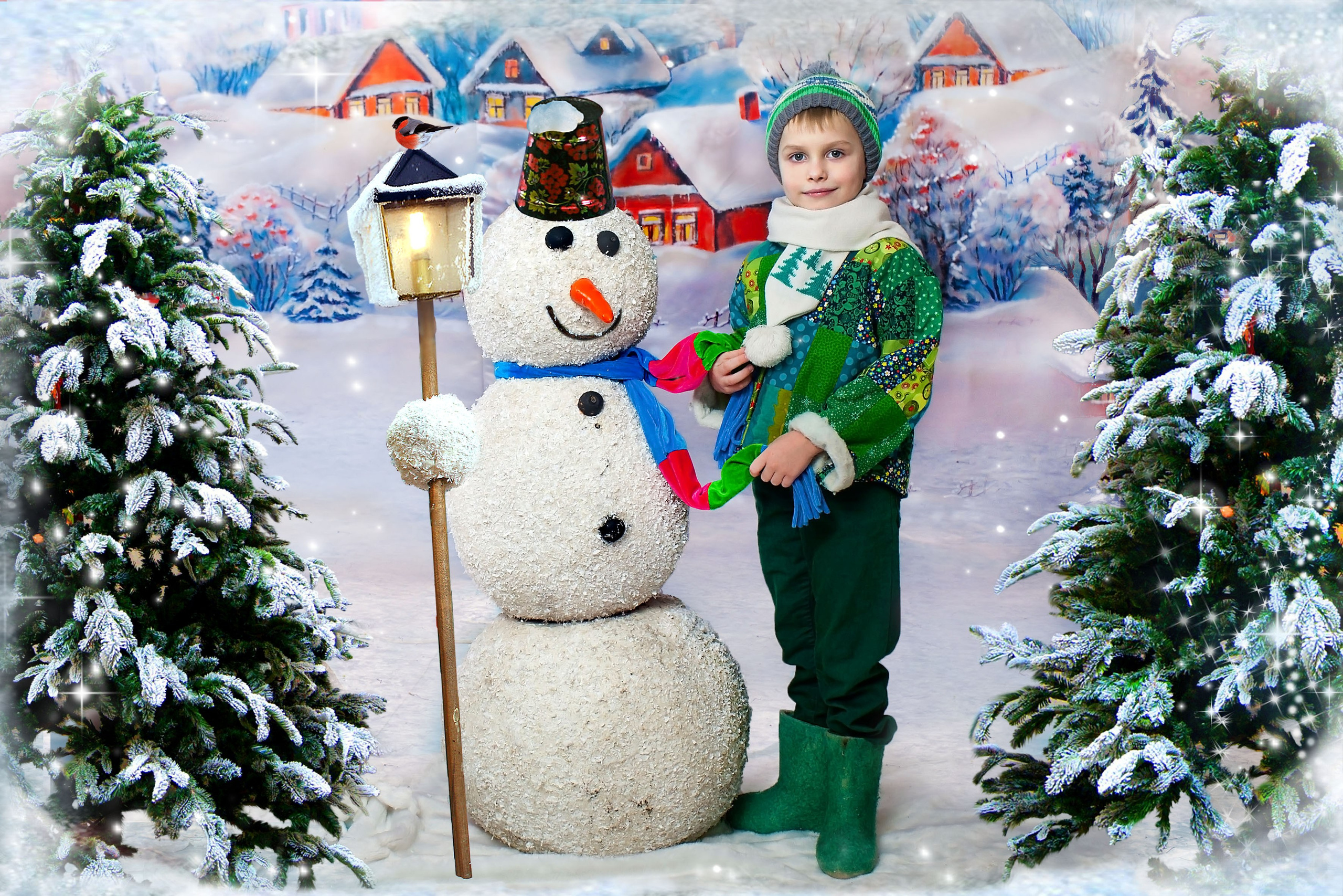 На мосту со снеговиком. Art photographer Nino