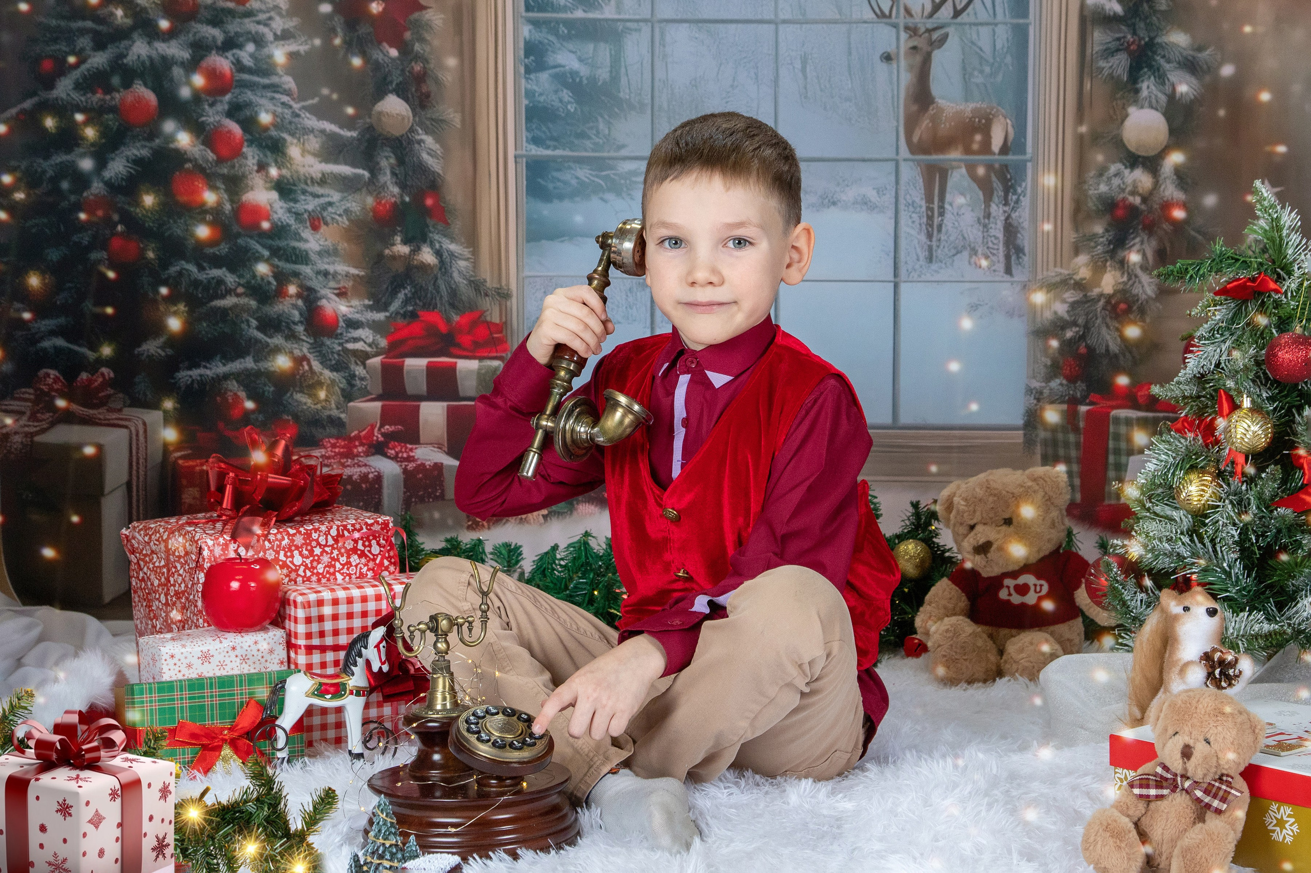Новогодняя фотосессия «Звонок в рождество». Детская фотостудия «Фоточка» Москва Зеленоград фотопроекты, выпускные альбомы