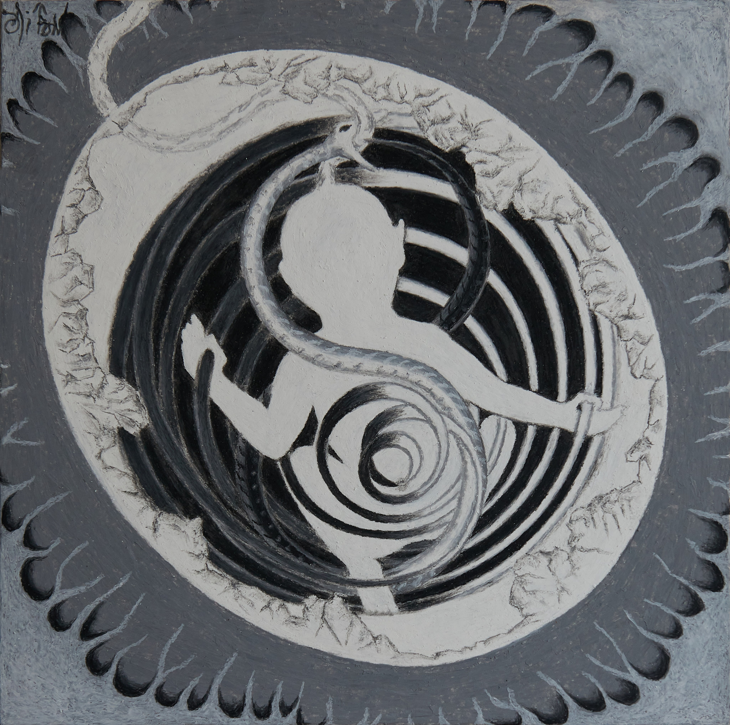 Рождение Брахмы. Он проявляется среди множества: имеющихся, исчезающих и возникающих в пространстве зеркала мира. Но периоды его деятельного самовыражения зависимы от лвижения по концентрическим спиралям развития, обязующим к восхождениям к зенитам и погружениям в надиры относительно центра персональной волюции, согласно космической механике срока бодрствования вселенной до погружения во вселенский сон перед следующей активацией. Это применимо для систем данного малого универсума. Год создания: 2020 г.