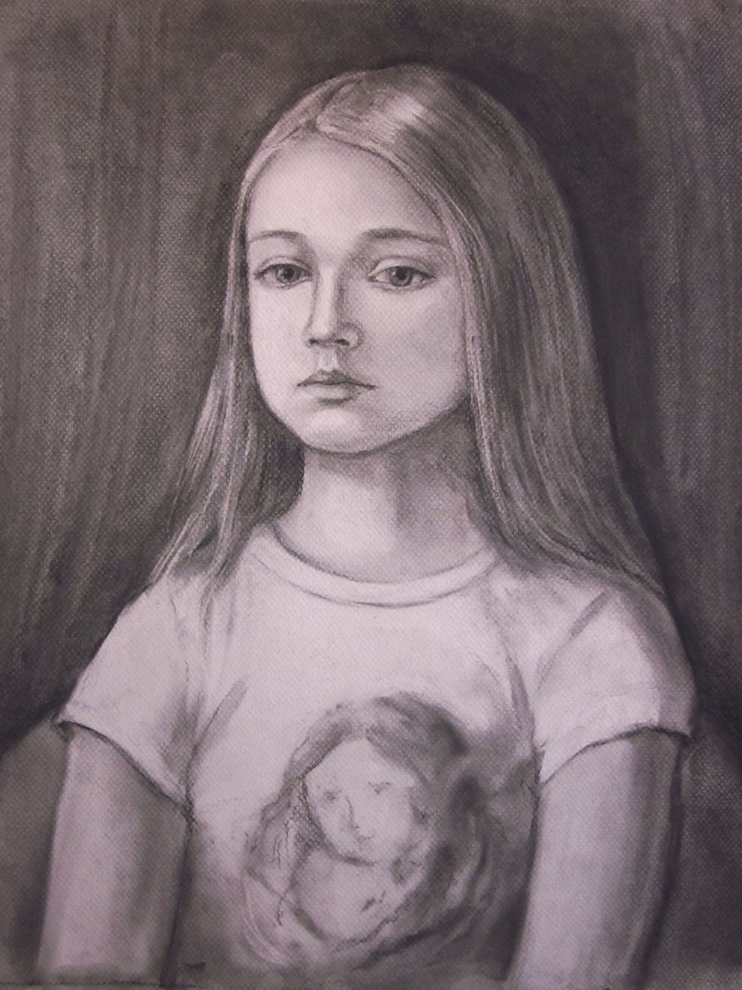 Портрет Оли, уголь, 2010