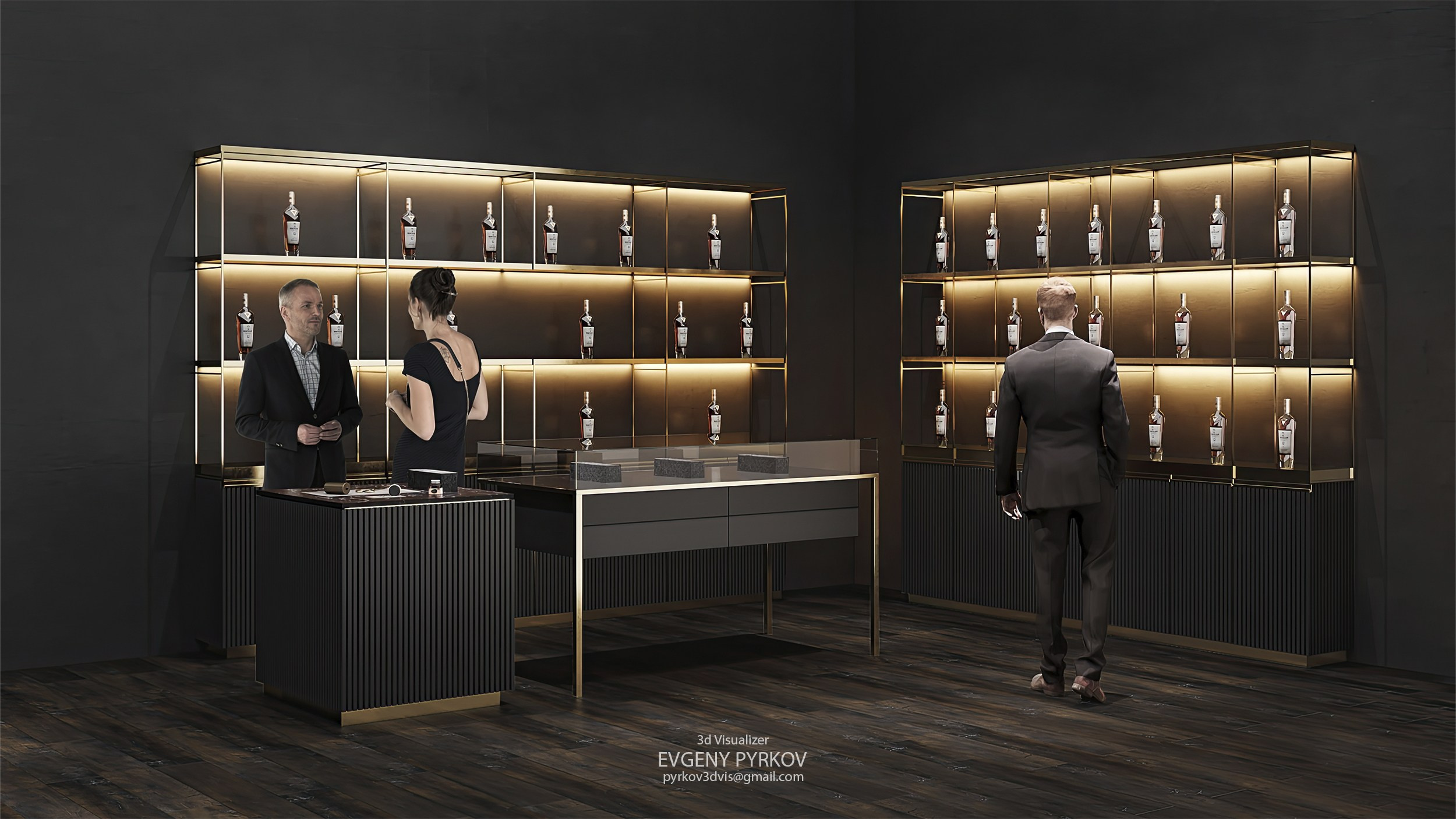 Шоурум виски Macallan. Мумбаи. Клиент Onecirclemedia. Евгений Пырков — 3d визуализатор интерьеров и экстерьеров России