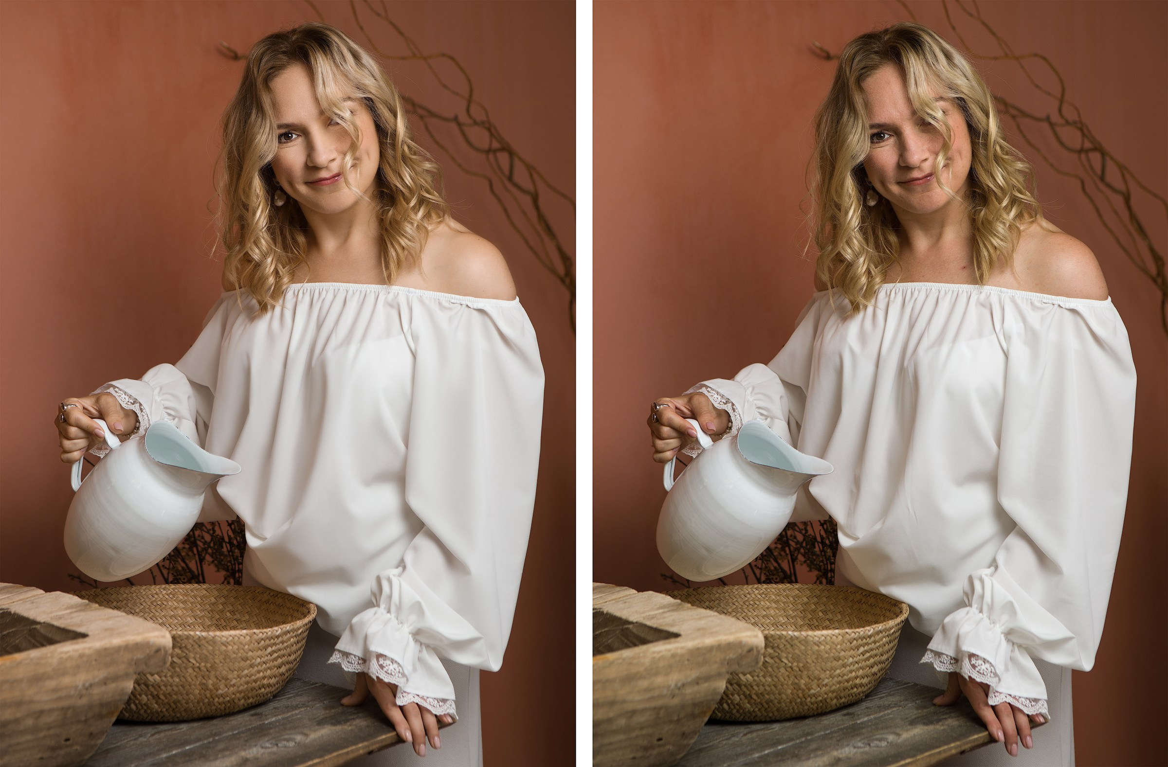 Базовая ретушь +  Удаление крупных пятен Dodge Burn + Ретушь одежды