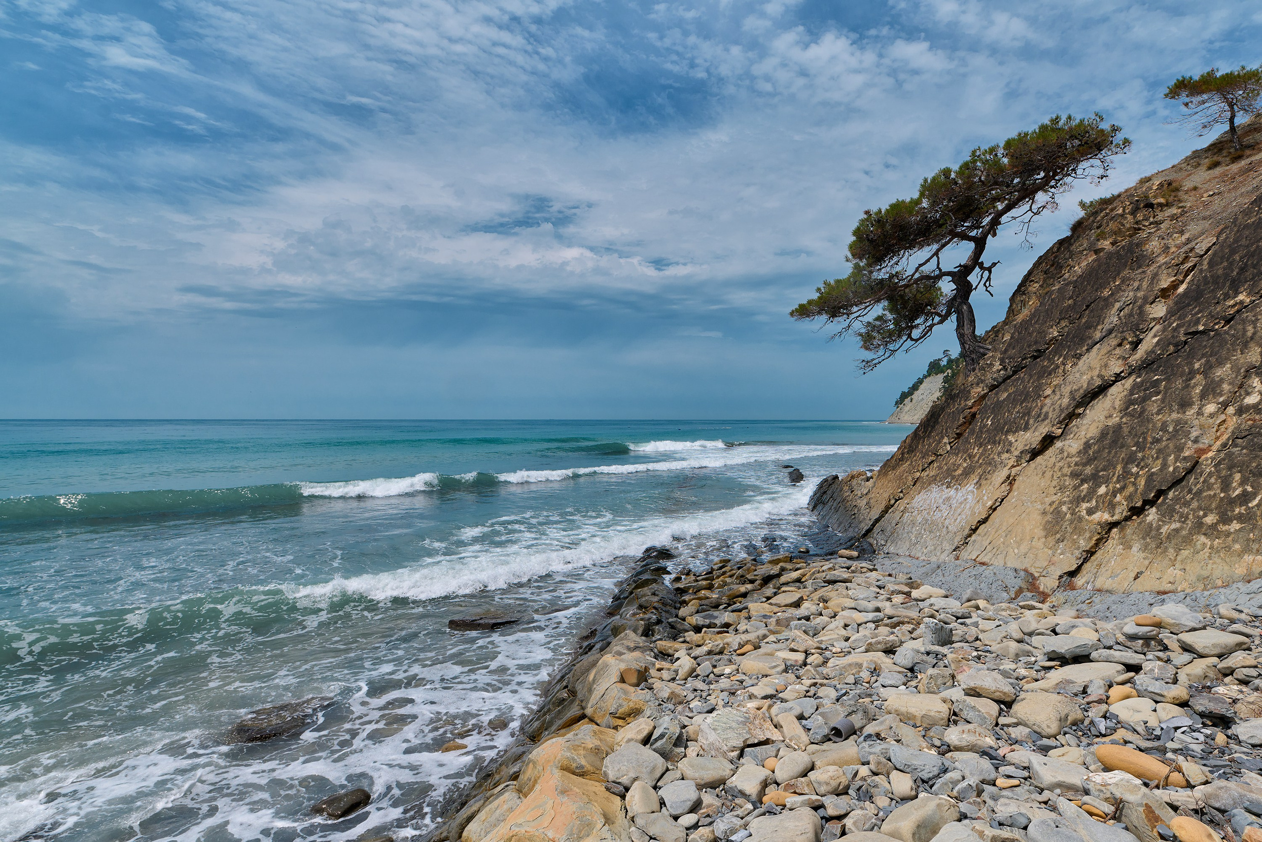 Геленджикский район, Краснодарский край, Кавказ, Черное море, скалы, горы, сосна, пляж, Джанхот, скала Черепаха