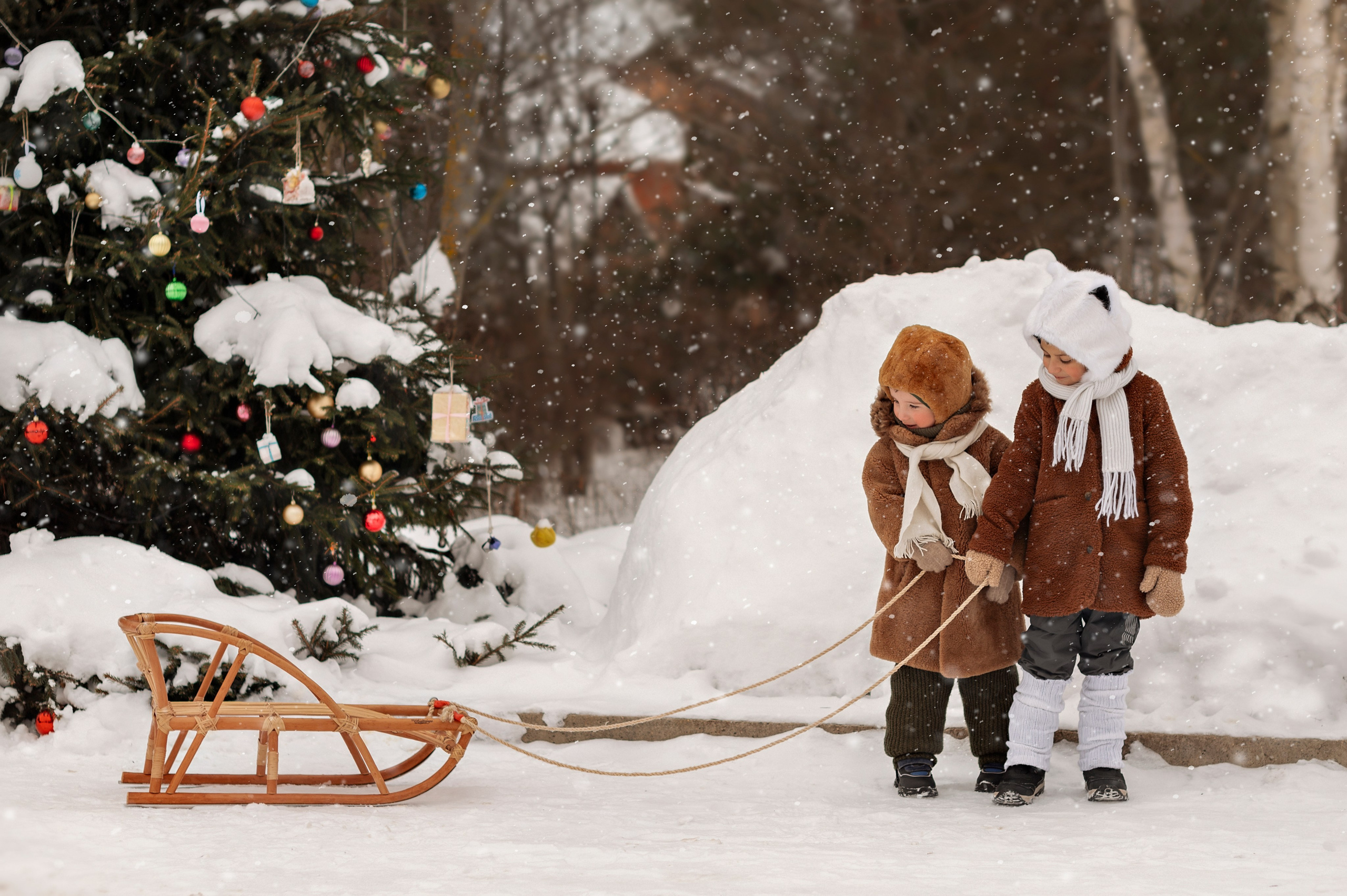 Новогодняя деревенская ретро история. Детский и семейный фотограф г. Москва Оксана Катаджи