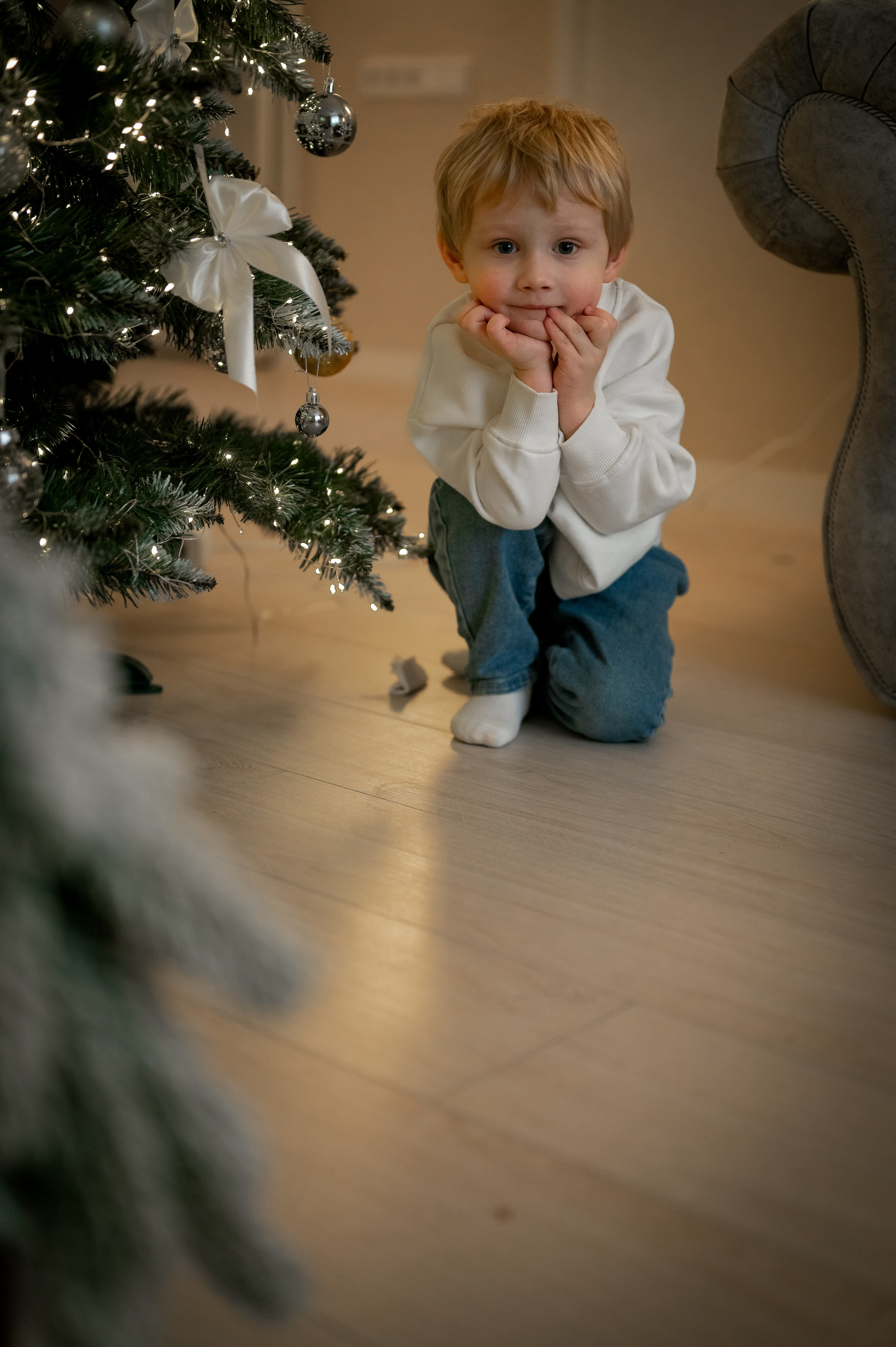 Домашняя новогодняя фотосессия. Фотограф новорождённых, семейный, школьный в городе Калуге Евгения