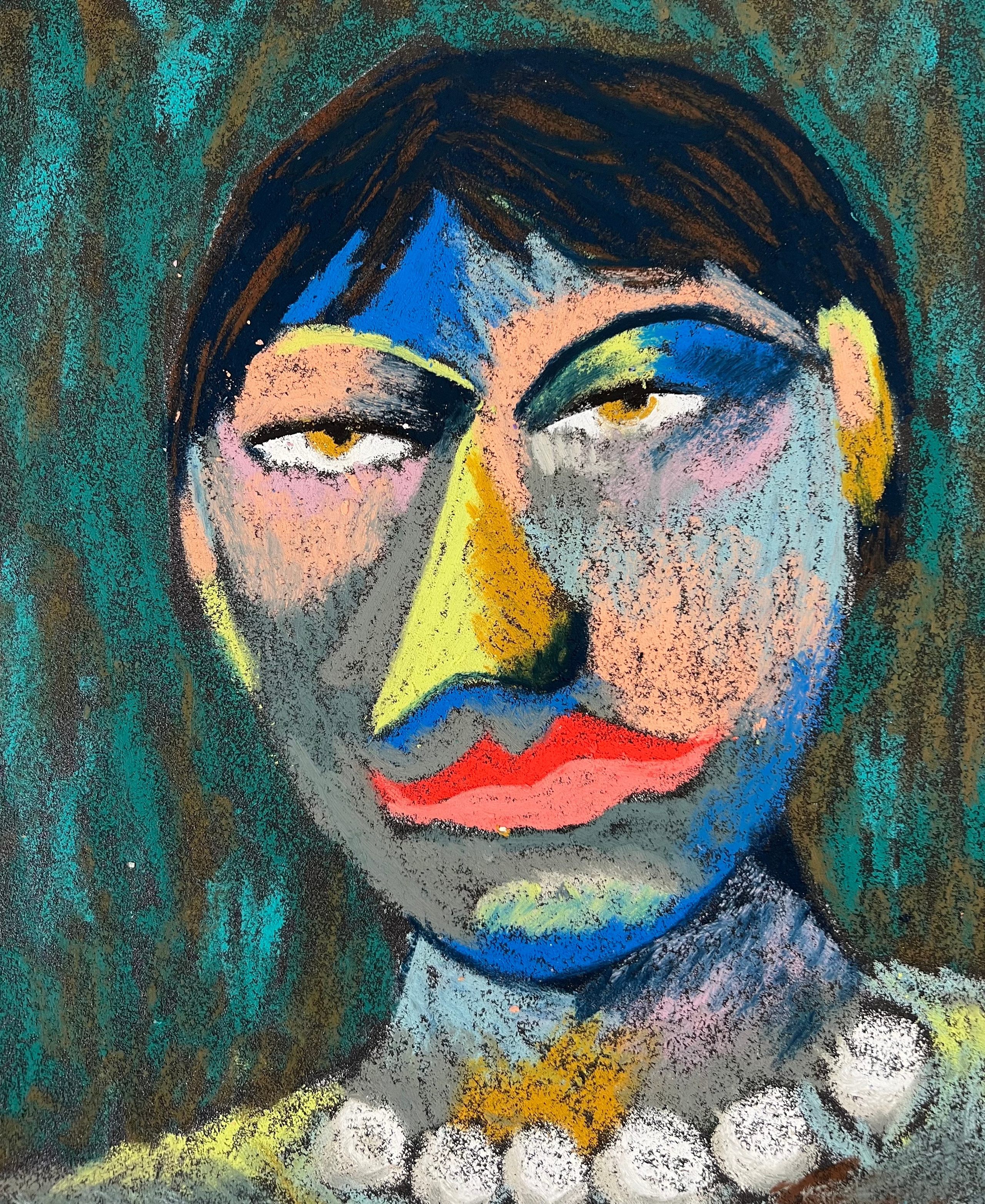 Man . Oil pastel, sandpaper. 28 x 23 cm