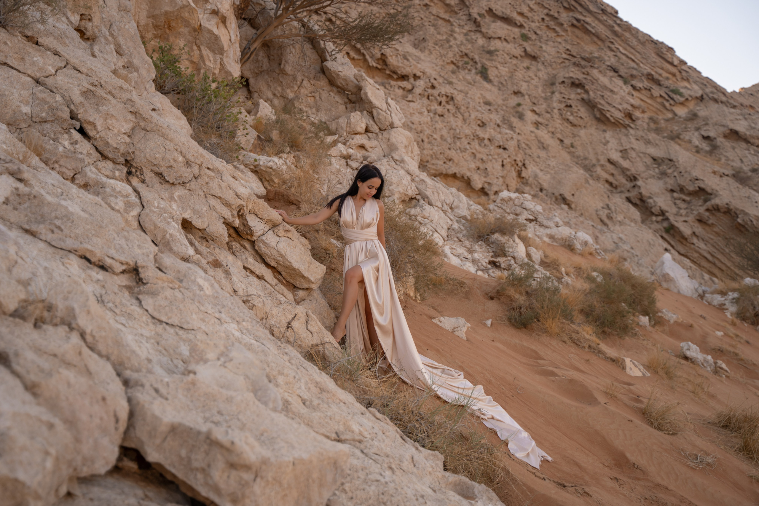 Flying dress in desert