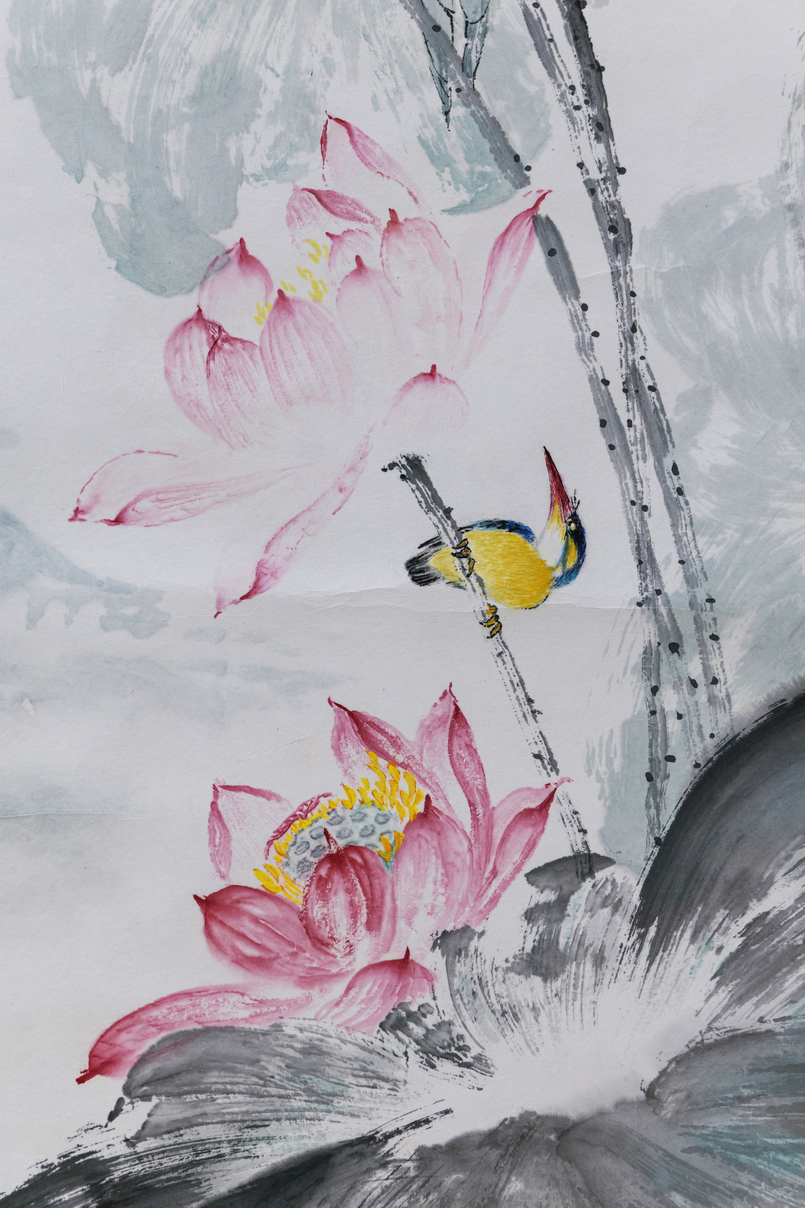 Мелодия лотосов над реками и горами - фрагмент картины, художник Лю Липин, 2025 год