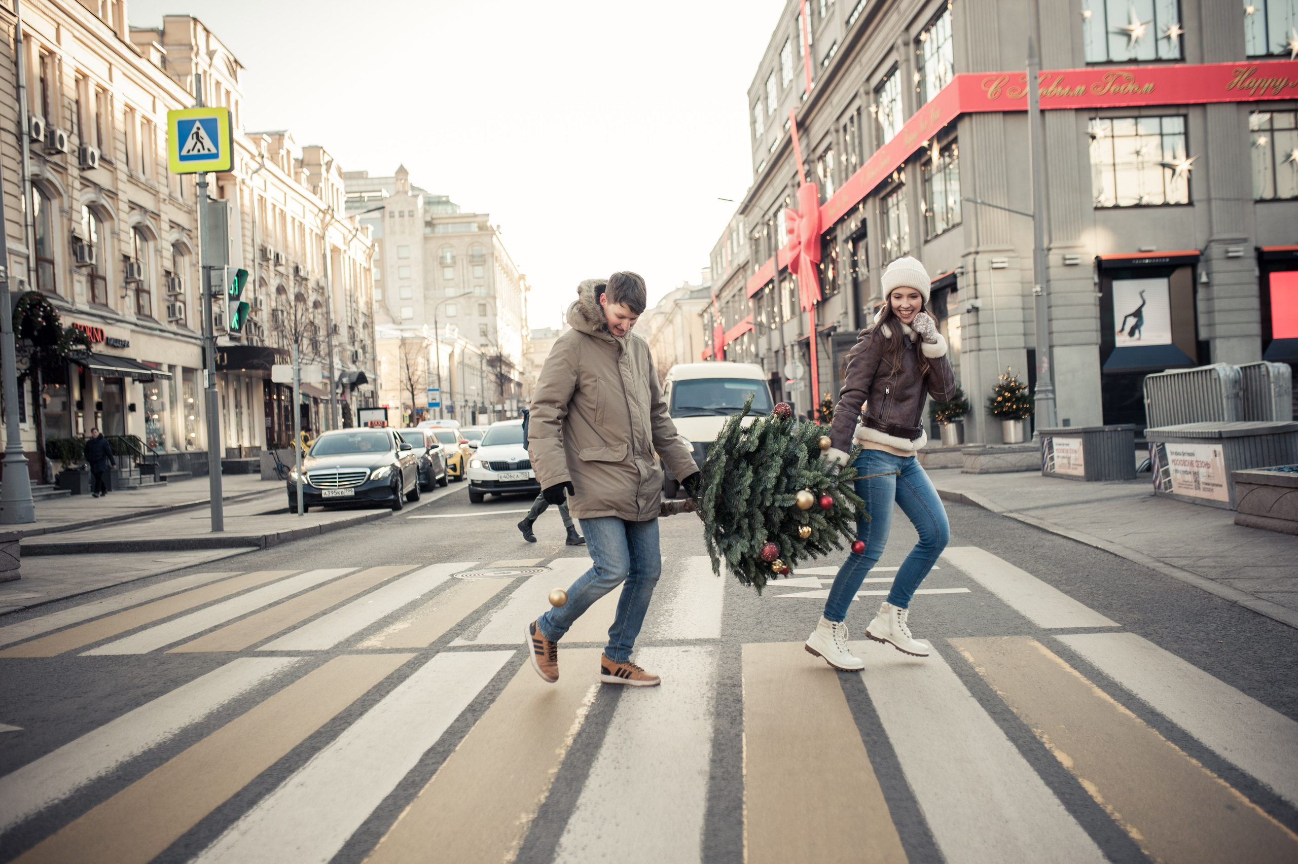Роман и Валерия, Новый год на улицах. Бренд-фотограф для экспертов и блогеров в Москве Влада Горбовская