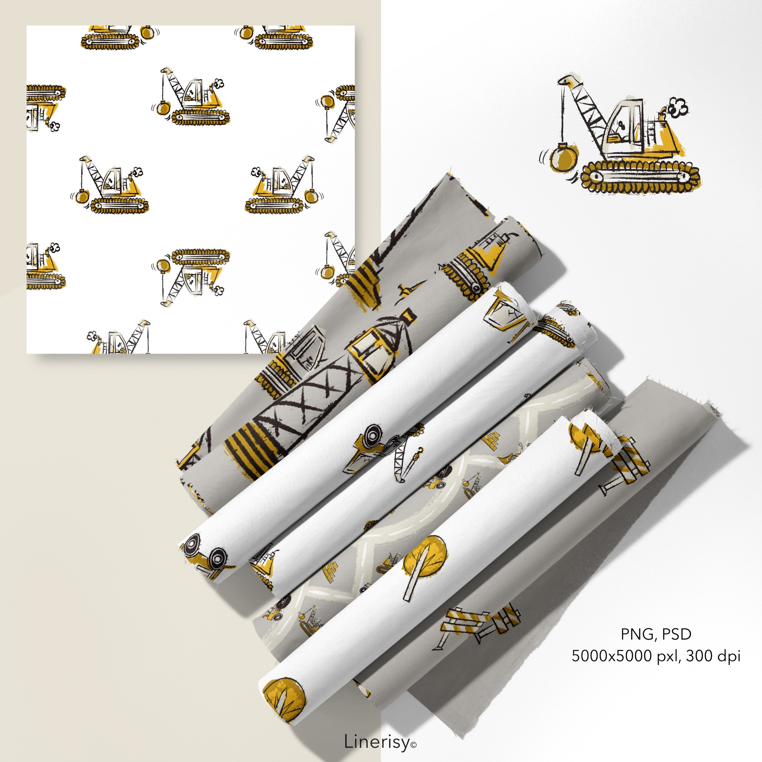 Набор бесшовных паттернов  «ПОЕХАЛИ?». Художник-иллюстратор Евгения Бекренёва