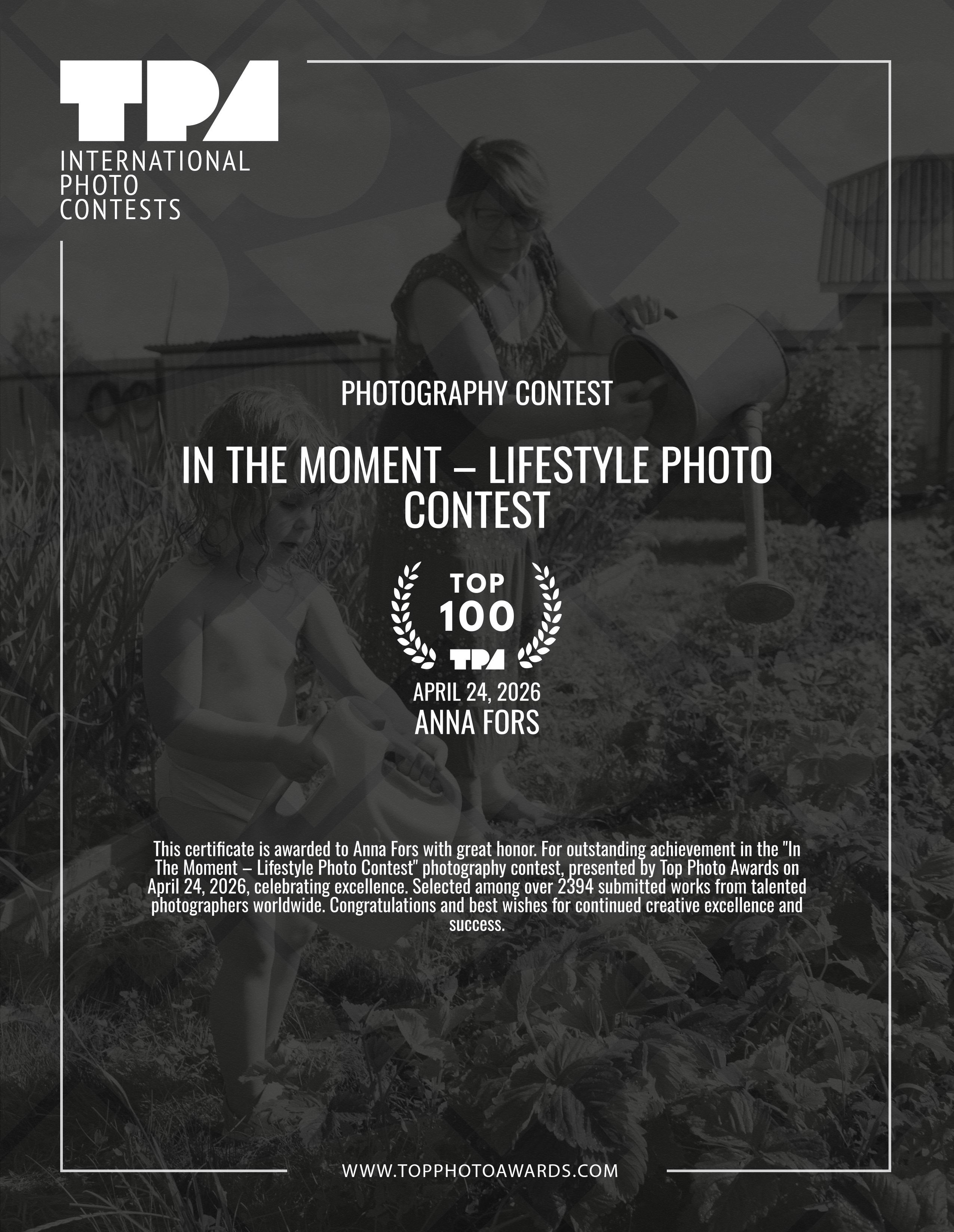 Награды фотохудожника Анны Форс — Победитель BICFP, TopPhotoAwards и финалист Liquida Grant
