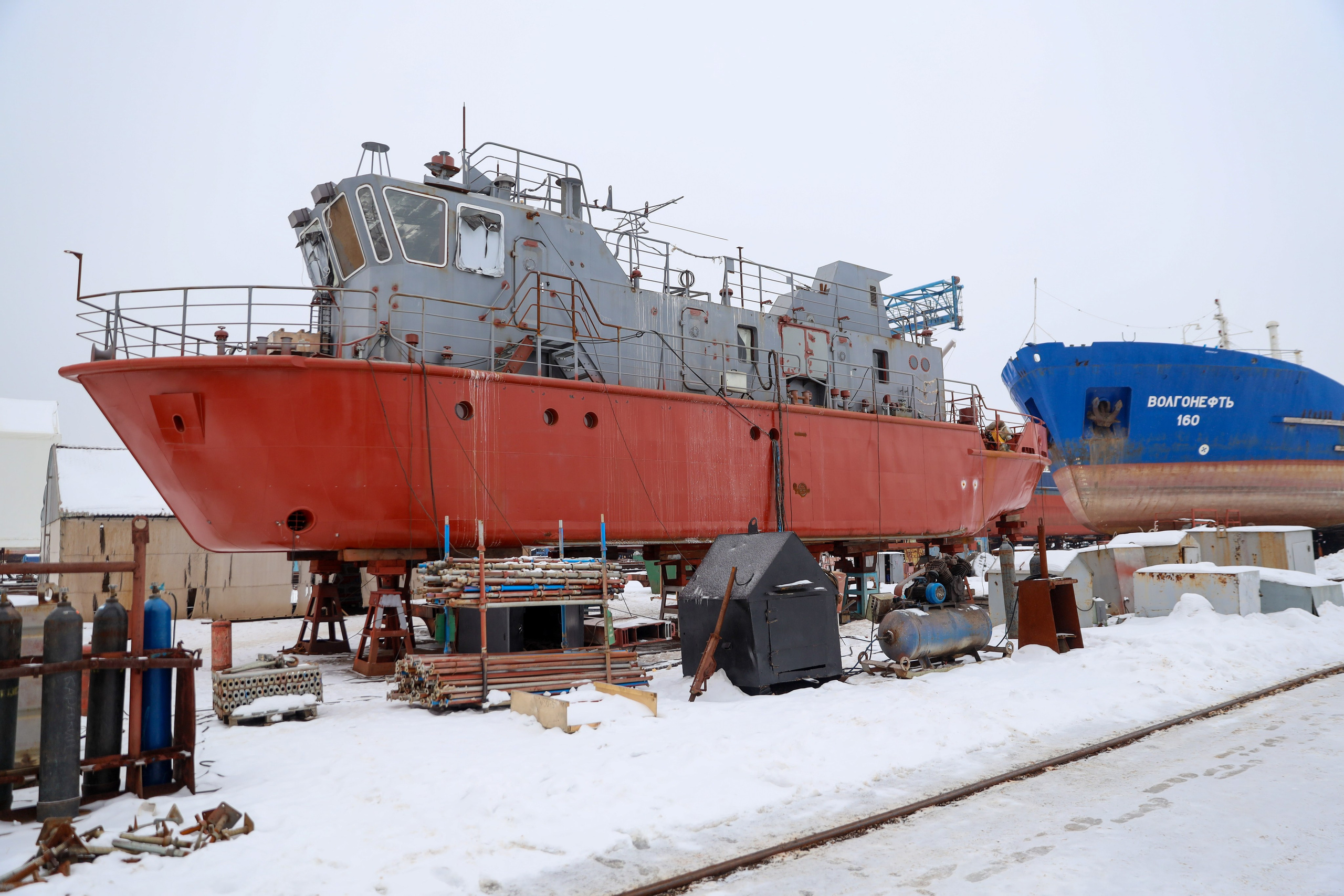 ЗАО нефтефлот Зимние фото + закаладка киля Судна. Фотограф в Самаре Максим Тырин