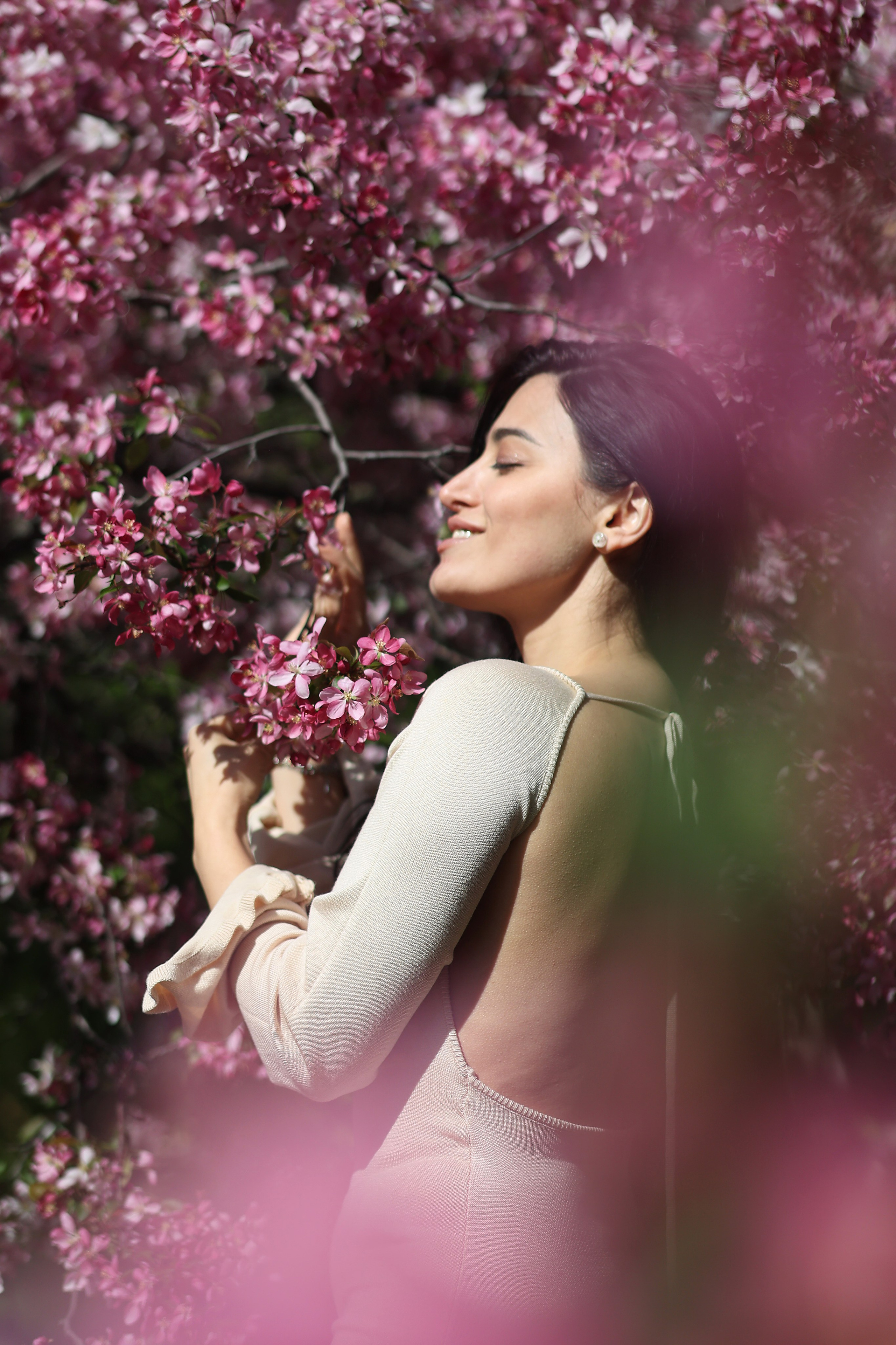 Цветение розовой яблони. Портретный фотограф Москва