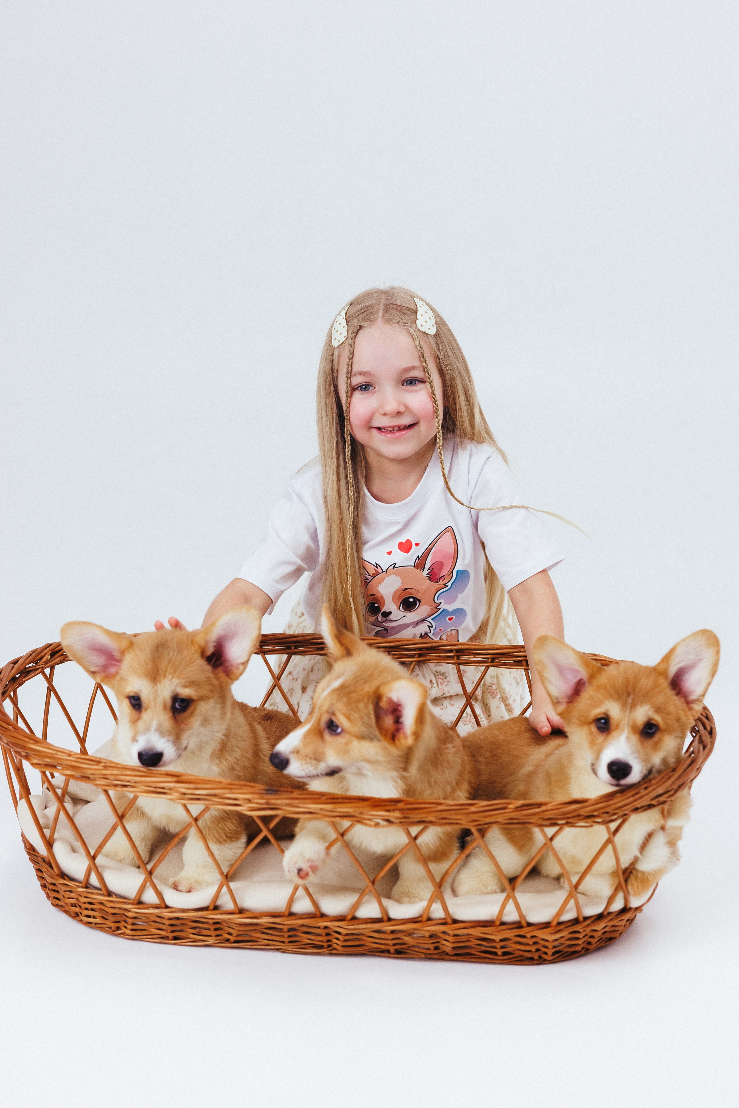 Детская фотосессия с щенками в фотостудии, Антураж, город Краснодар