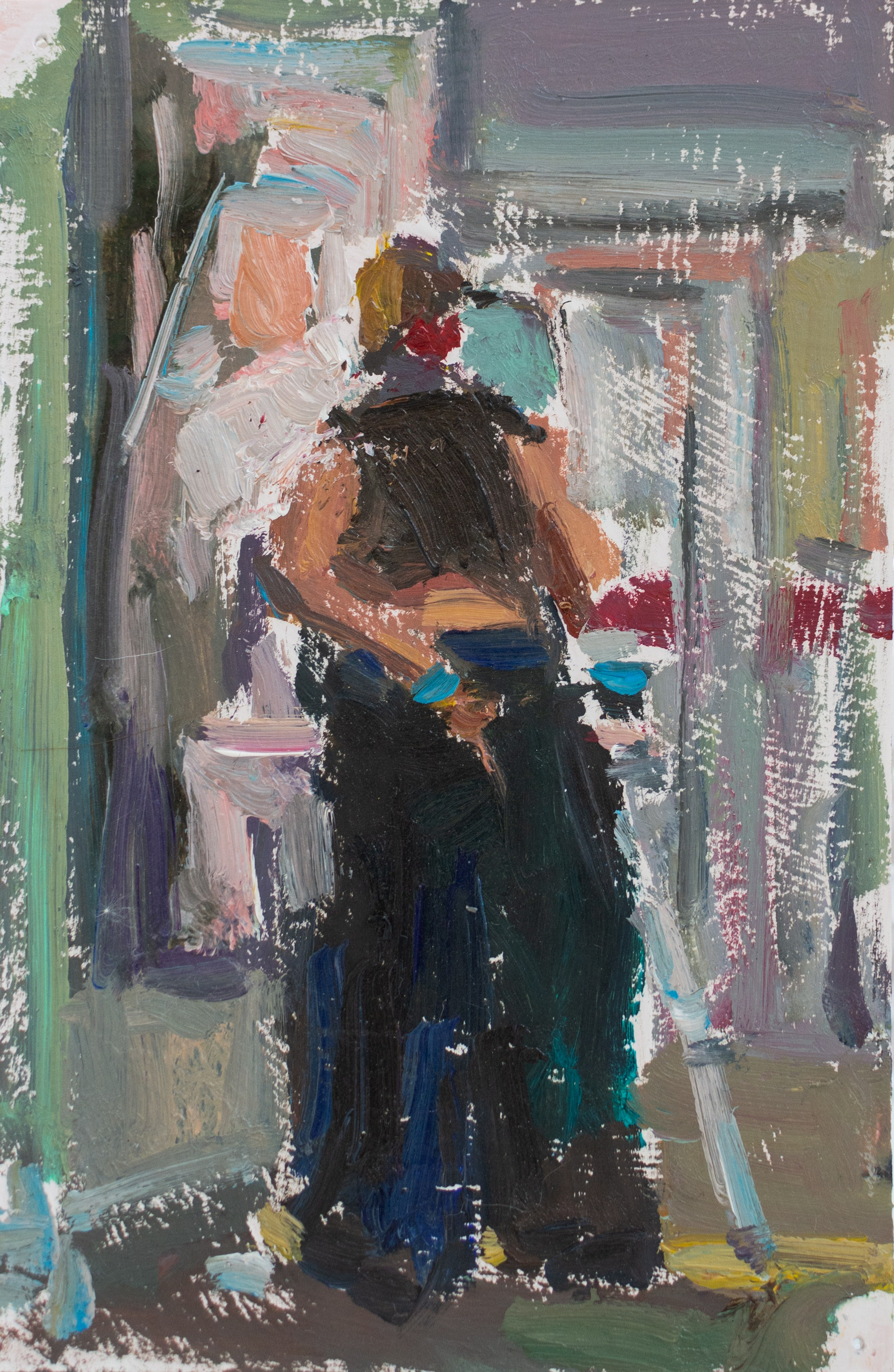 "A study. Nastya writes:" cardboard, oil 14x9cm, 2026 is not for sale
