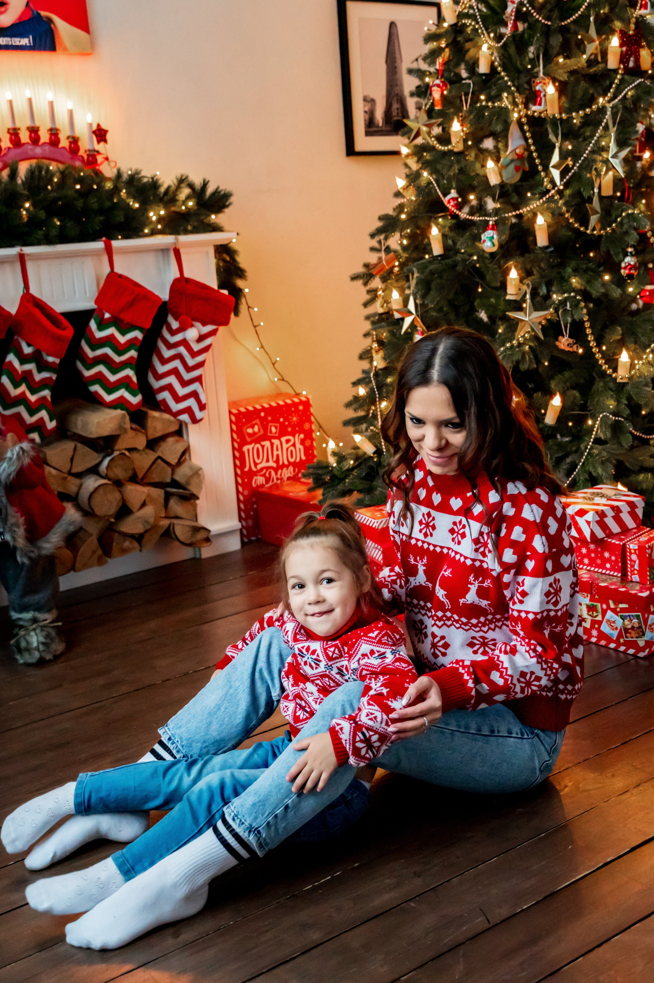 Новогодняя съёмка для мамы и дочки