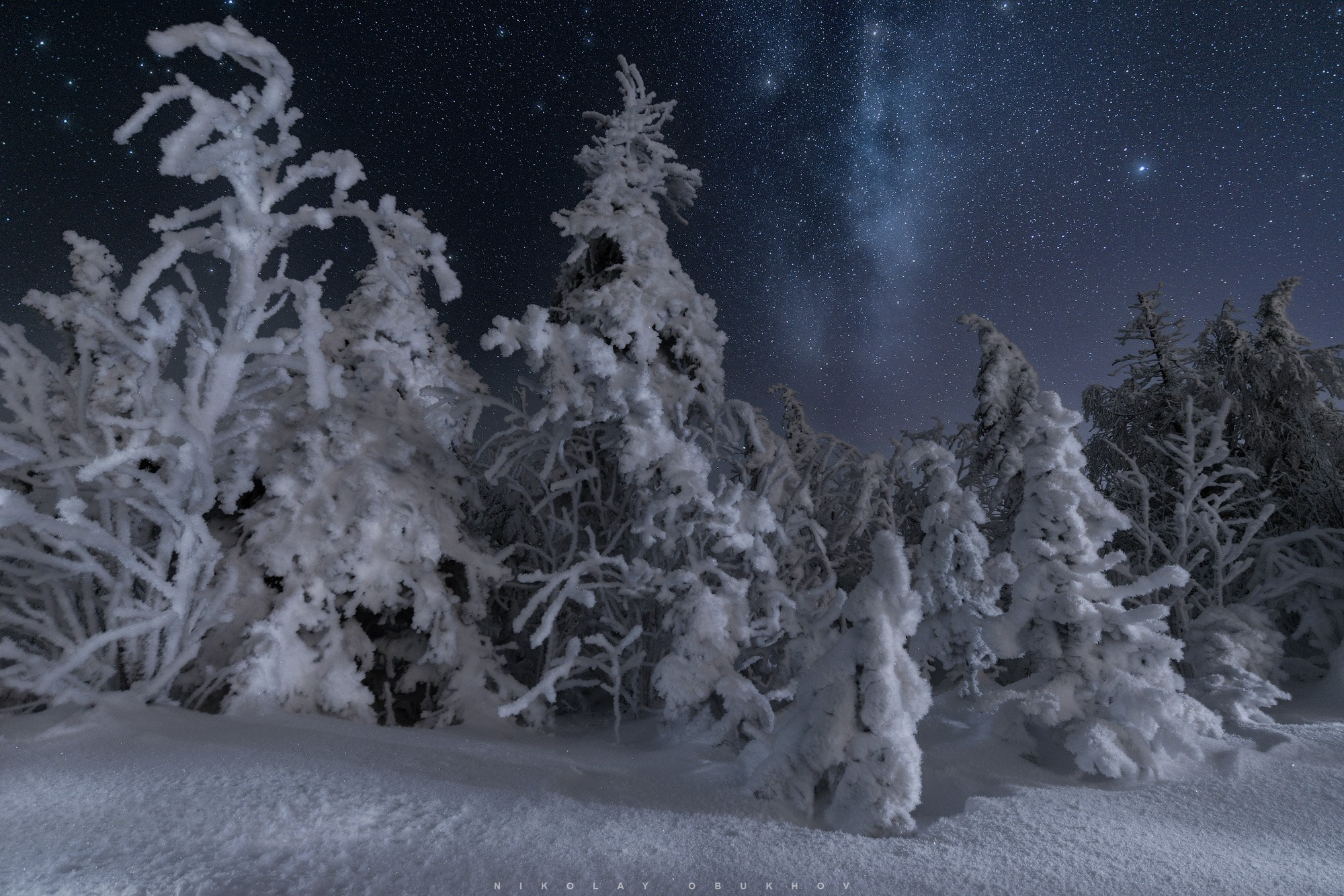 Ночное небо в лесу у горы Белая Нижний Тагил.