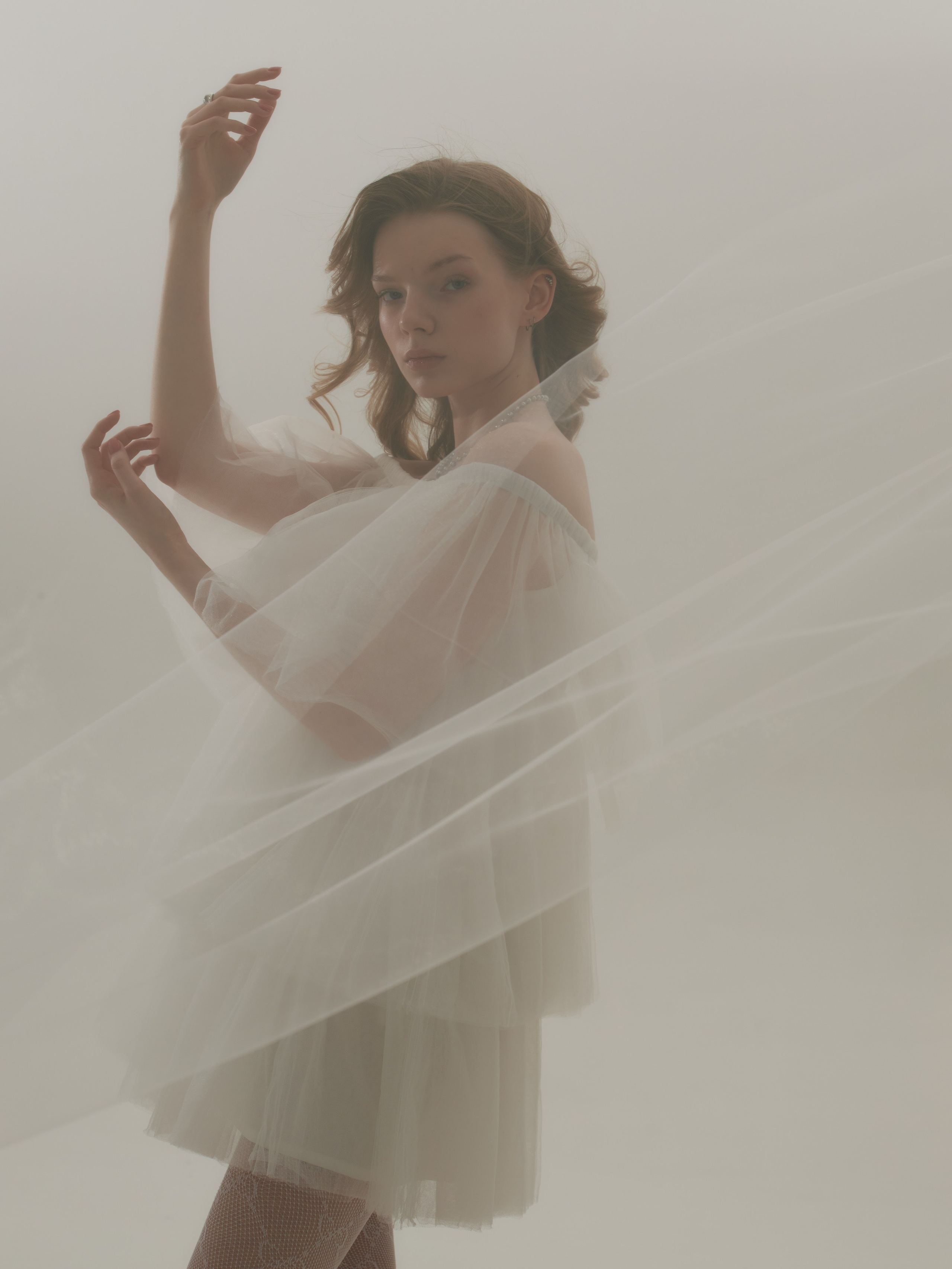 Воздушная съёмка фэшн-истории с красивой моделью. Анна Потявина. Фотограф Москва