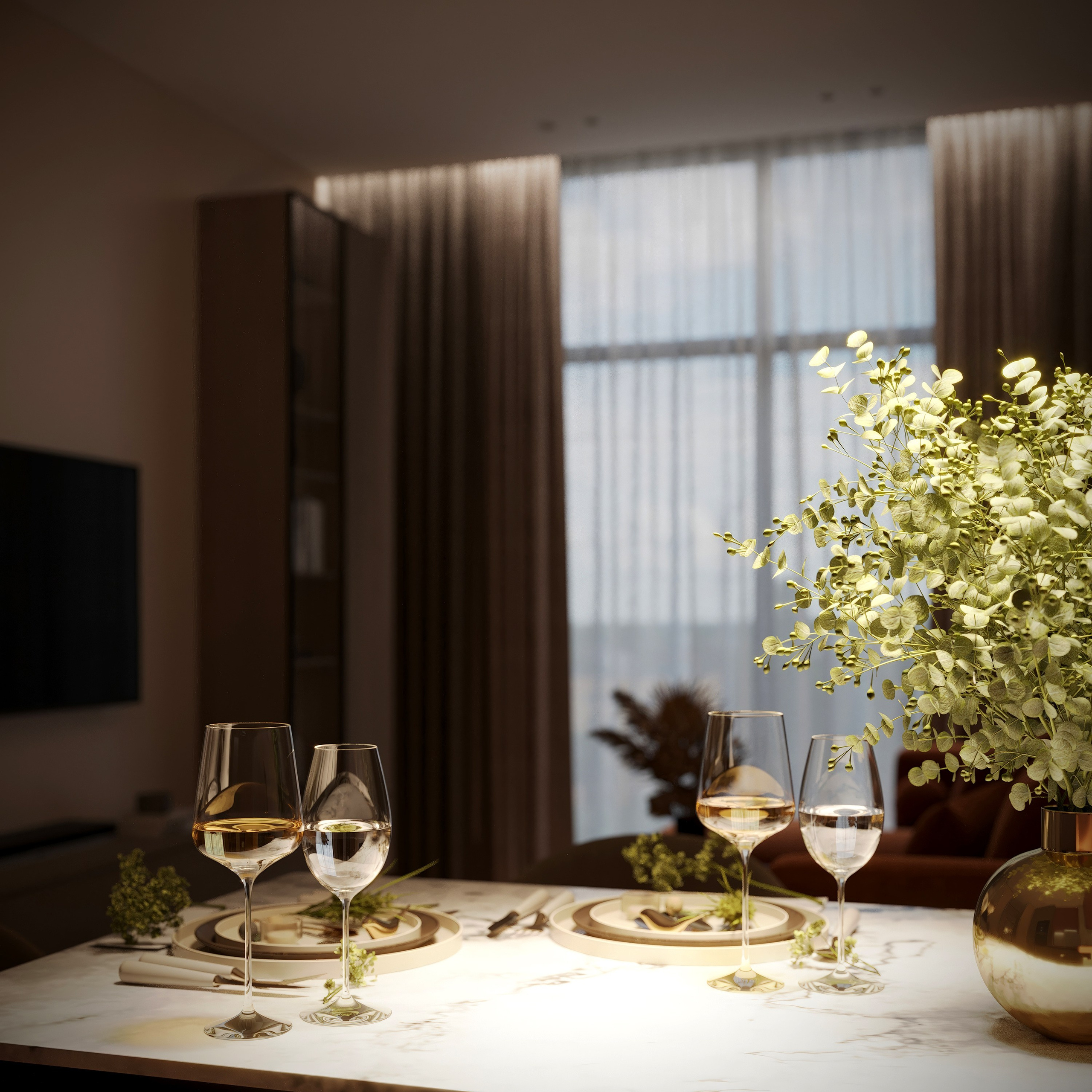 Studio Apartment — Warm and Modern Interior Design. 3D INTERIOR AND ARCHITECTURE VISUALIZATION