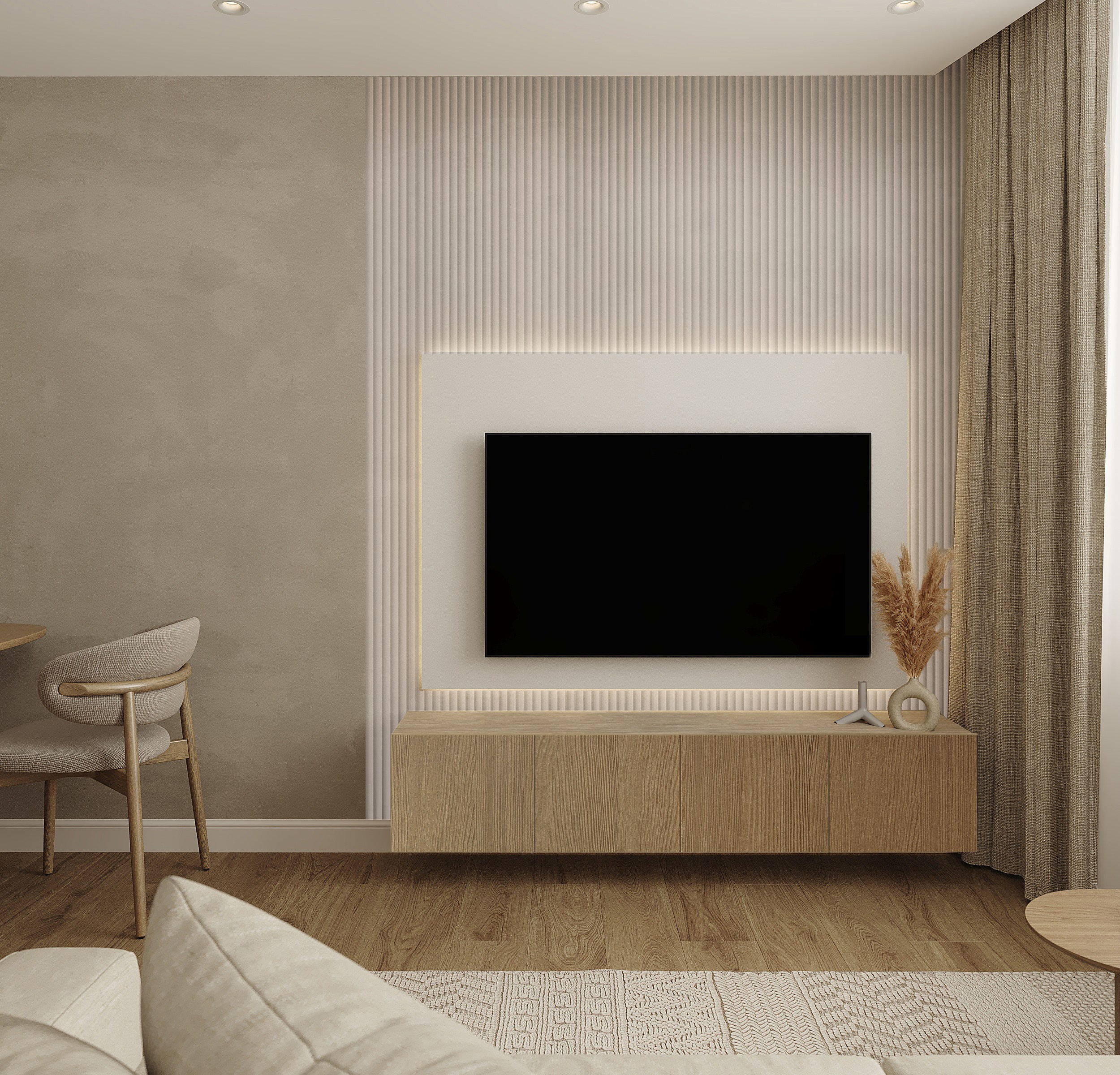 Современная квартира с элементами джапанди. Lina architector | Дизайн интерьера