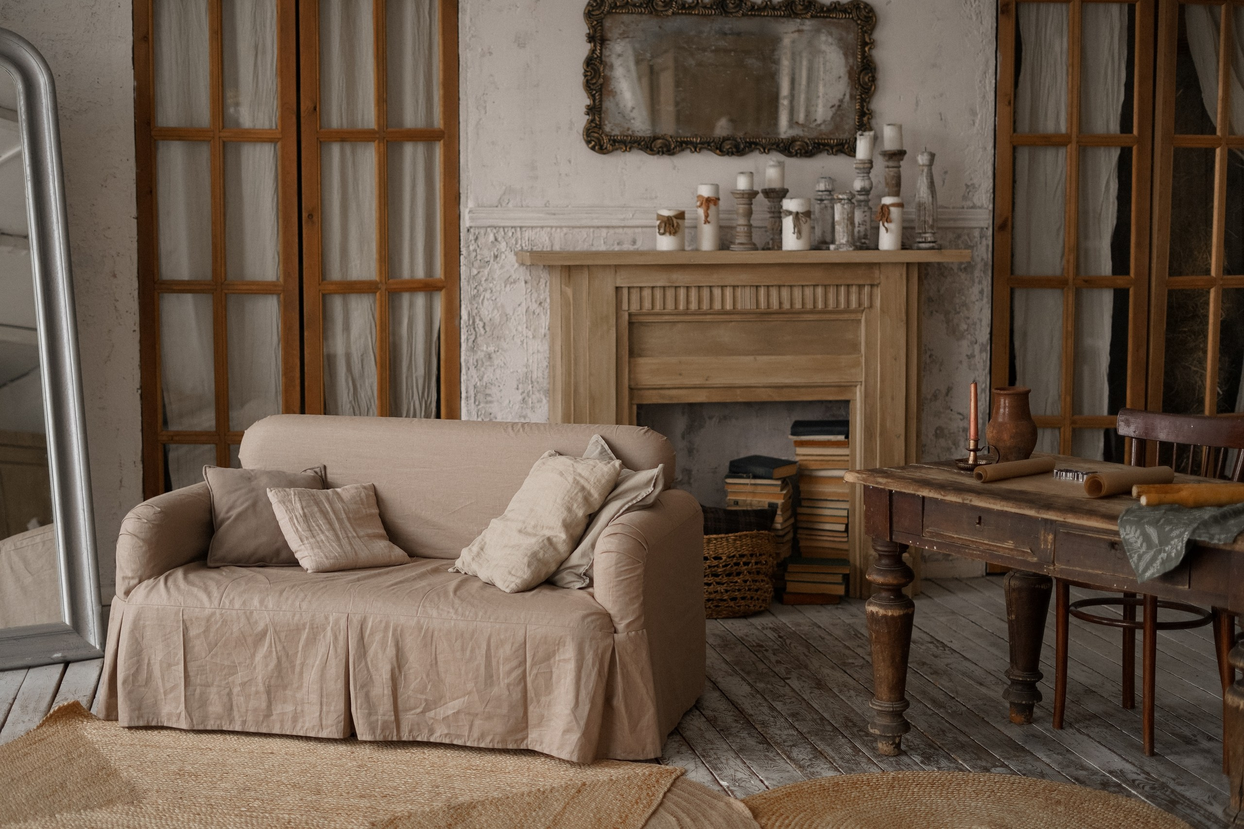 интерьер студии для фотосессии в пастельных тонах