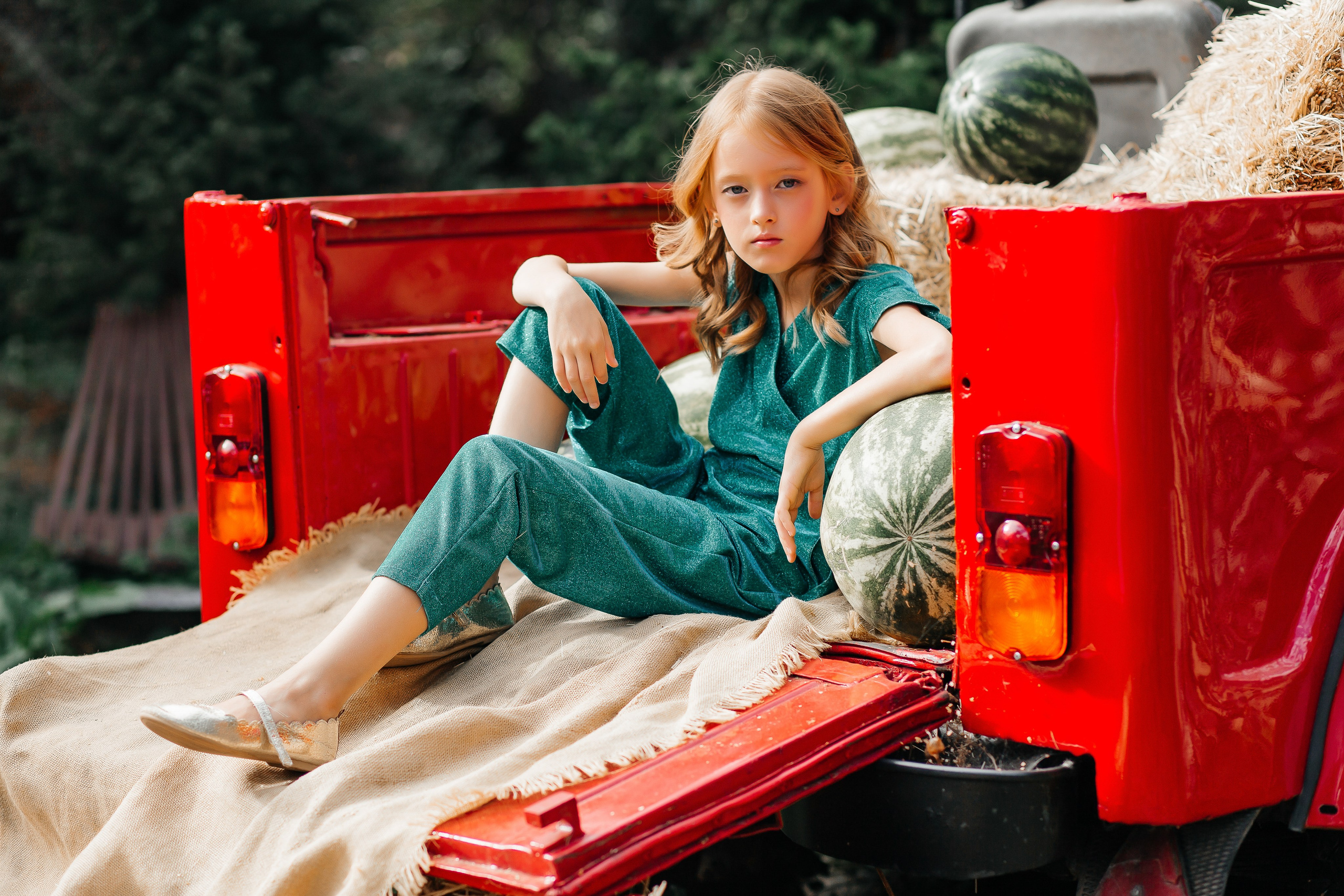 Осенняя детская фотосессия с арбузами. Фотограф в Подольске — Мария Бучнева