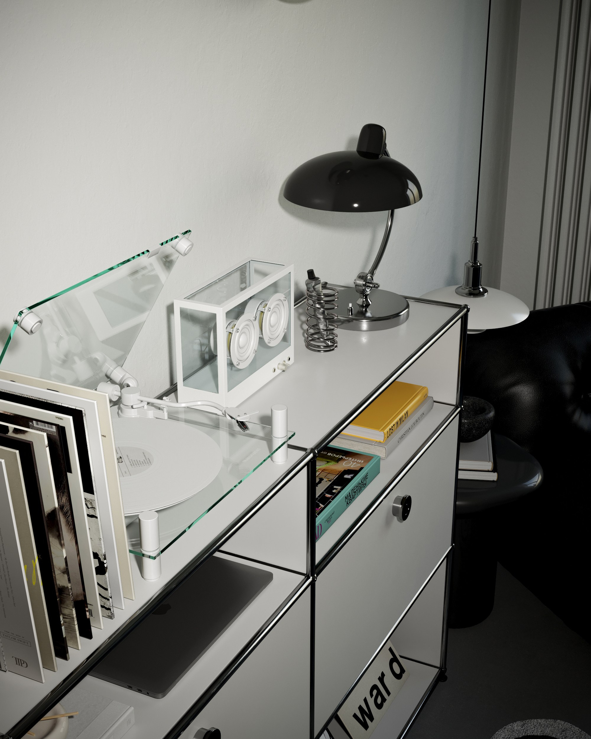 WHITE HOME OFFICE. 3D визуализация интерьера eugene7even