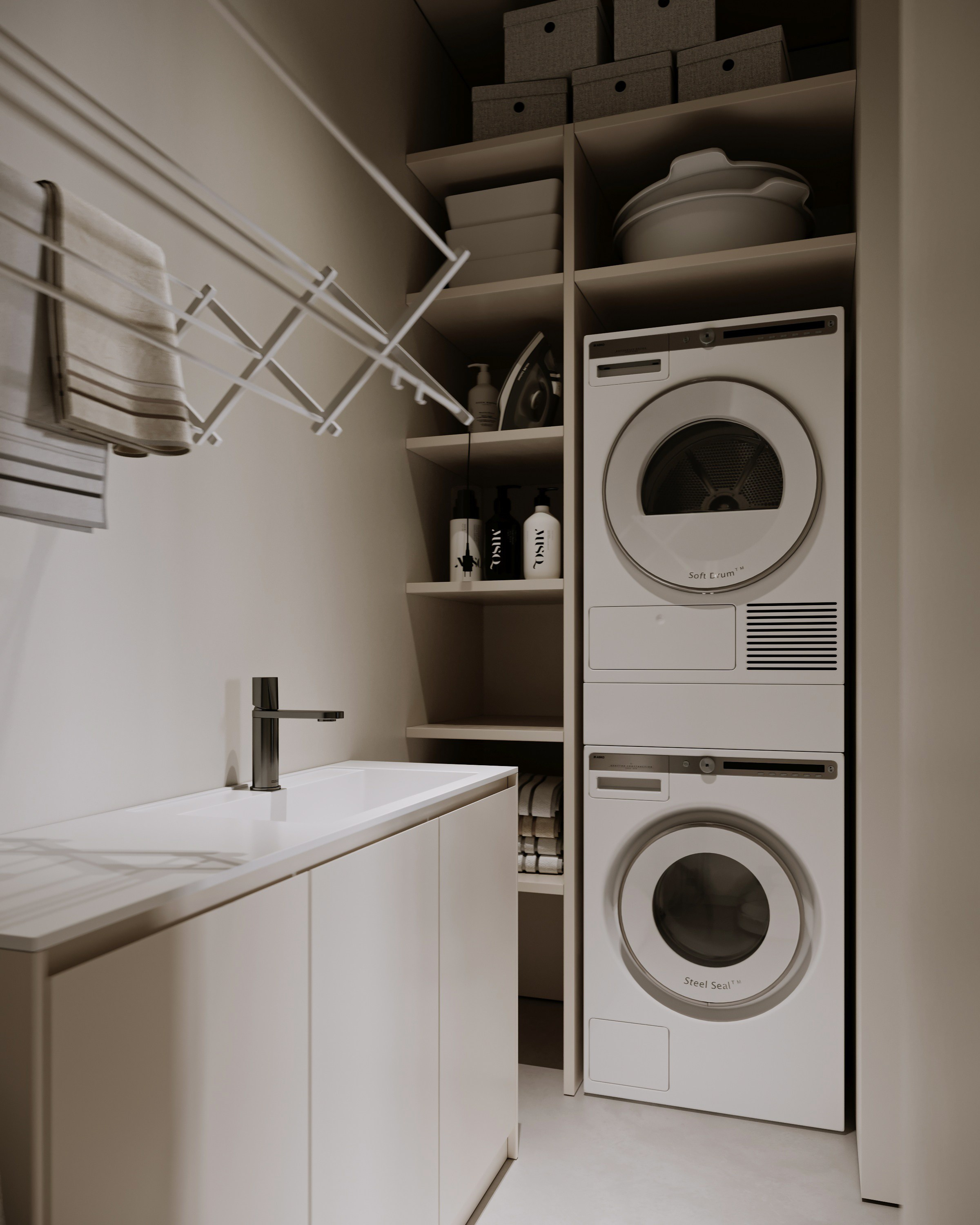 Современная постирочная зона в квартире в Краснодаре