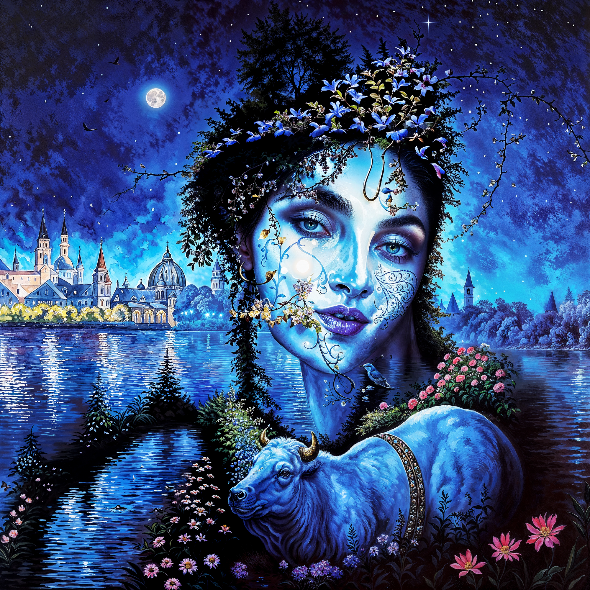 Адаптация в духе Octavio Ocampo, где ночь поёт свою песню в образе женщины.