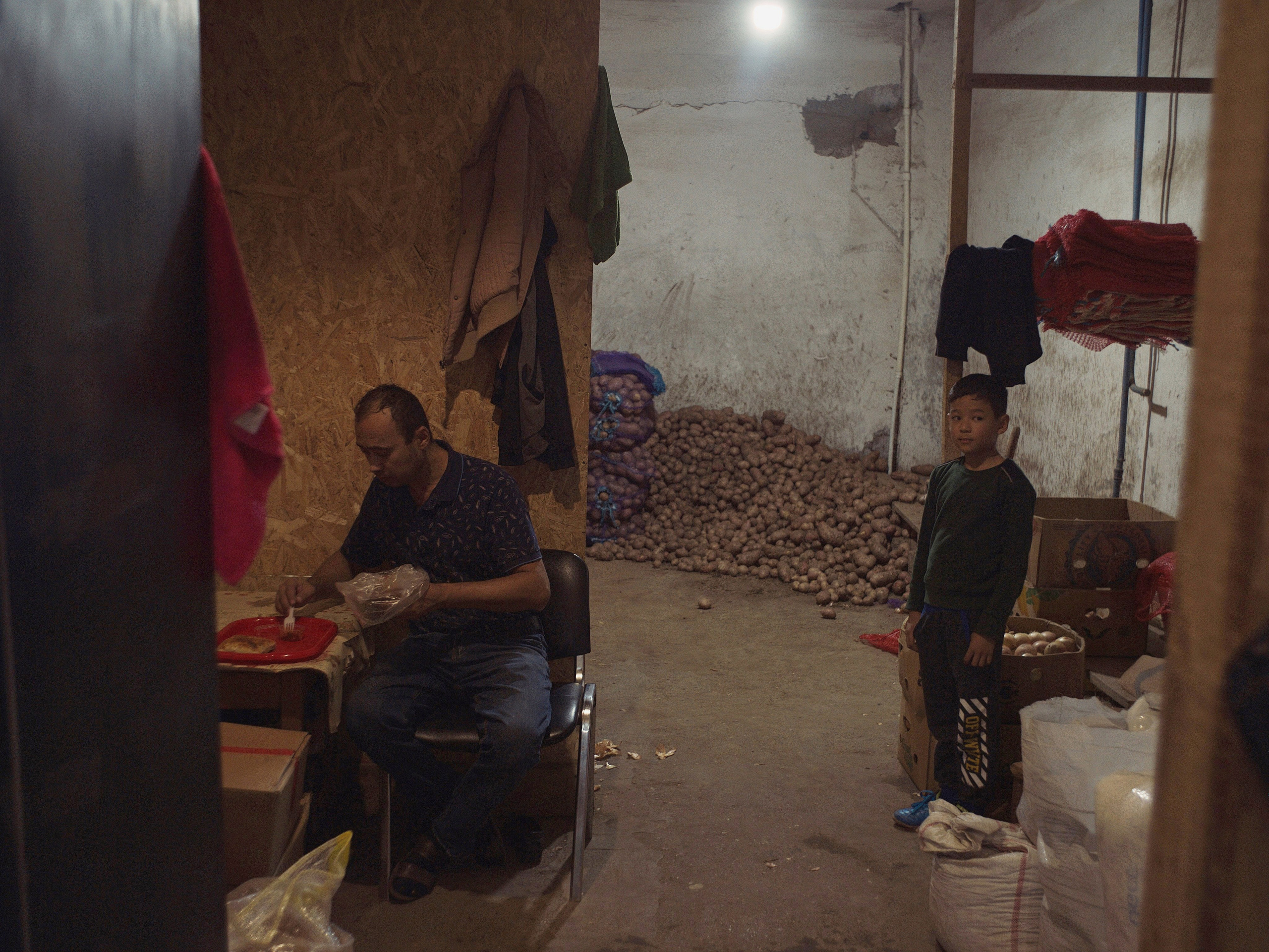 Astrakhan region borders Central Asia. There are many migrant workers from there who are forced to live and work in very difficult conditions, like this man at one of the markets on the outskirts of the city