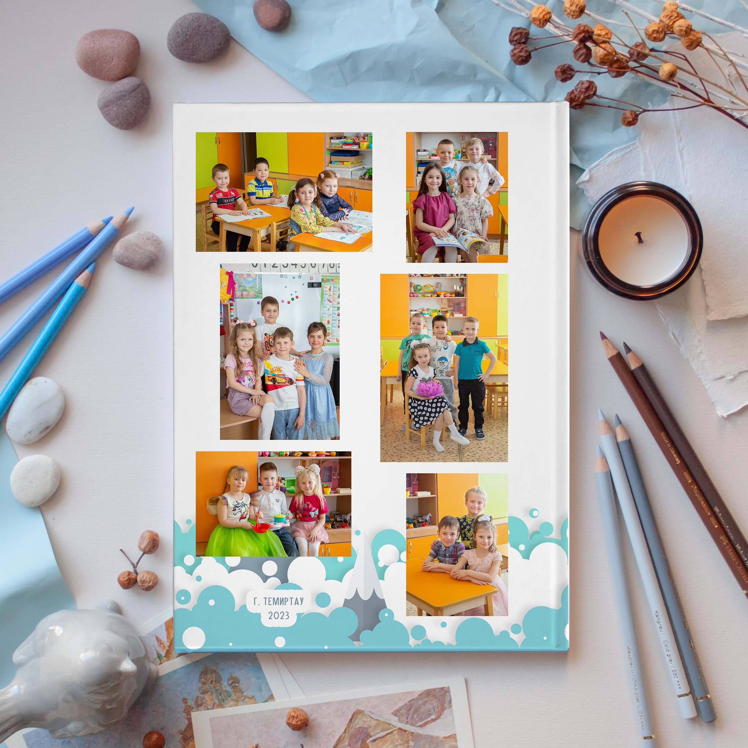 Дизайн выпускного альбома "Кораблик". Выпускной в детском саду.  Обратная сторона альбома. Казахстан, Караганда, Темиртау