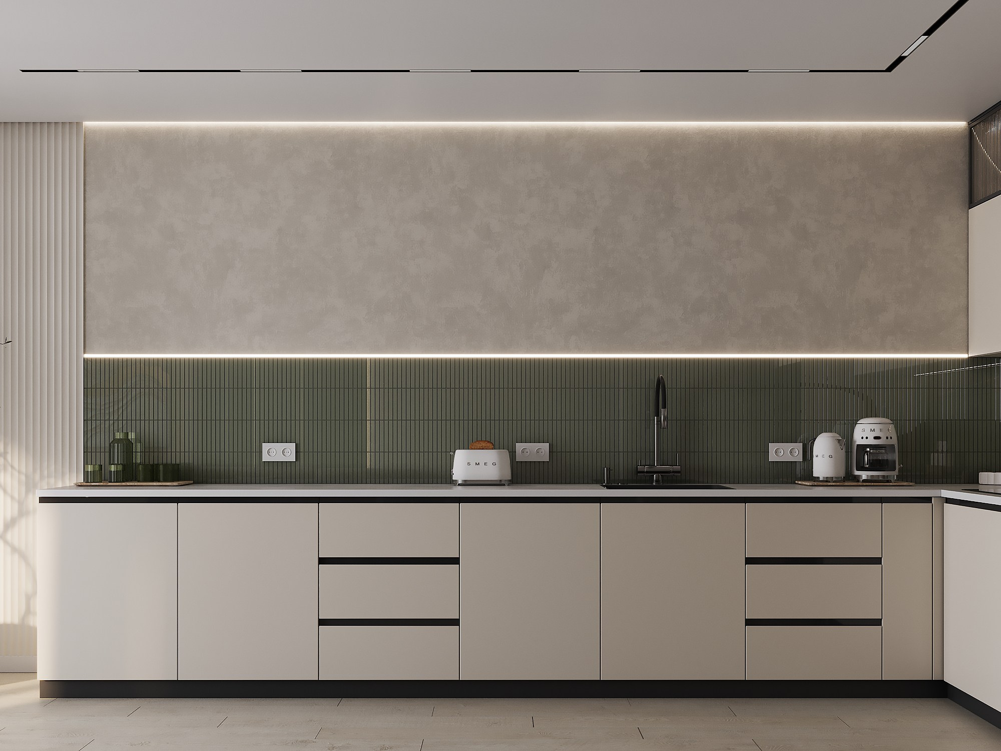 Кухня-гостиная-балкон. 3D-дизайнер Кристина Пуляевская