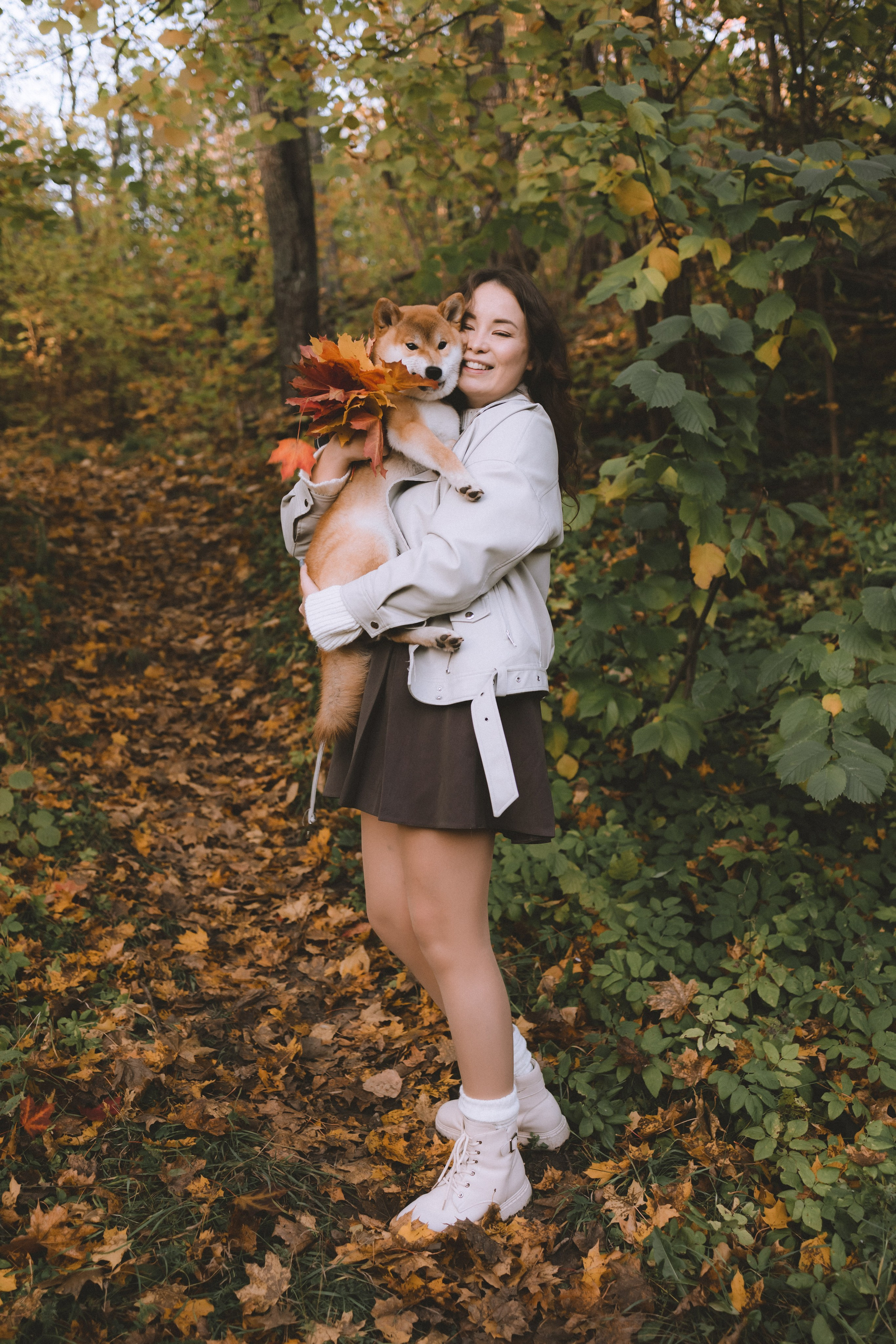 Фотосессия с собакой в осеннем Дудергофе. Семейный и детский фотограф в Санкт-Петербурге Павлова Елена