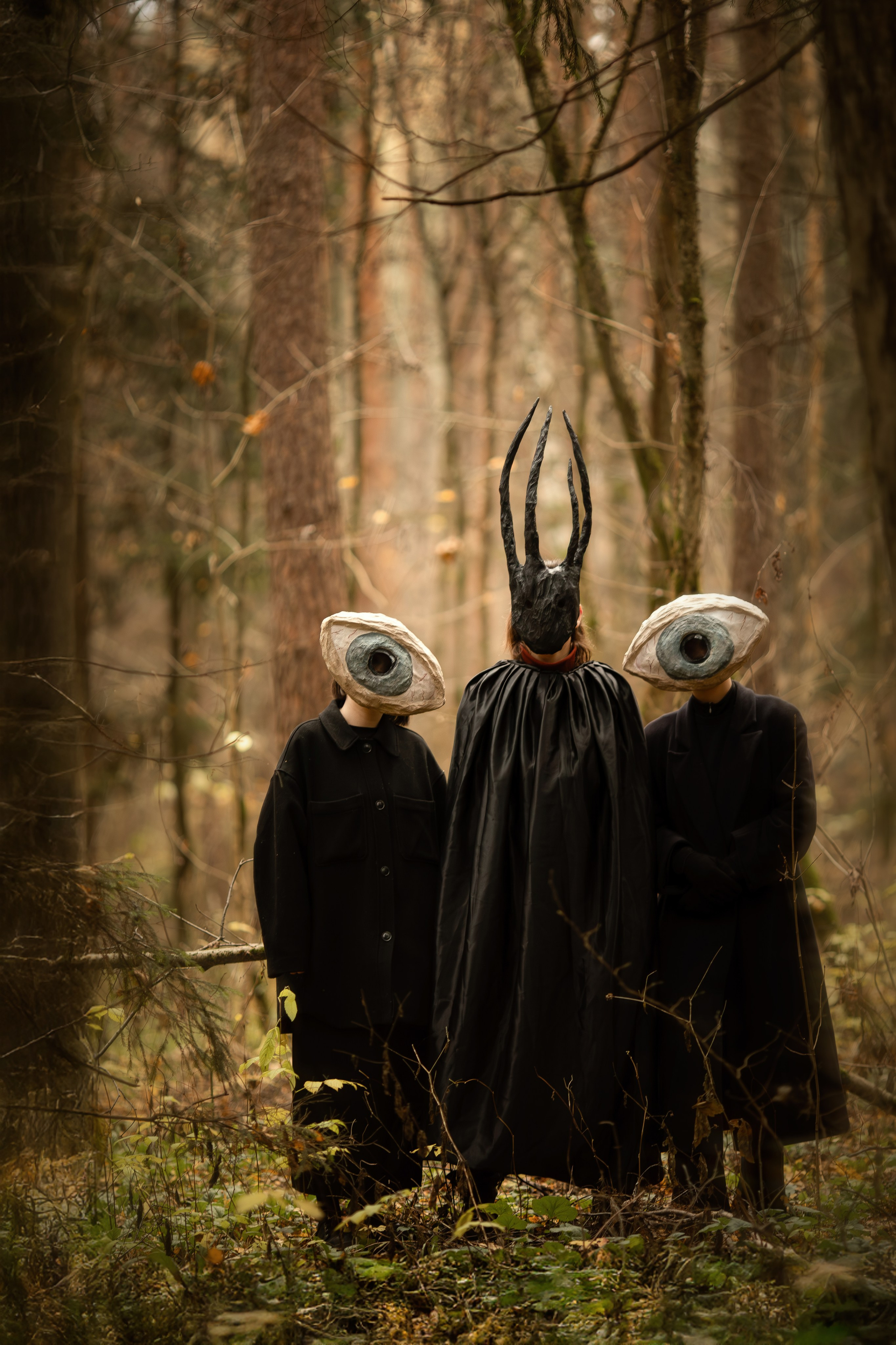 Фотопроект «Духи леса» — маски из папье-маше, свет и тишина природы. Фотограф Анна Грошикова — авторская съёмка на рассвете и закате в Москве, Мытищах, Солнечногорске и Московской области
