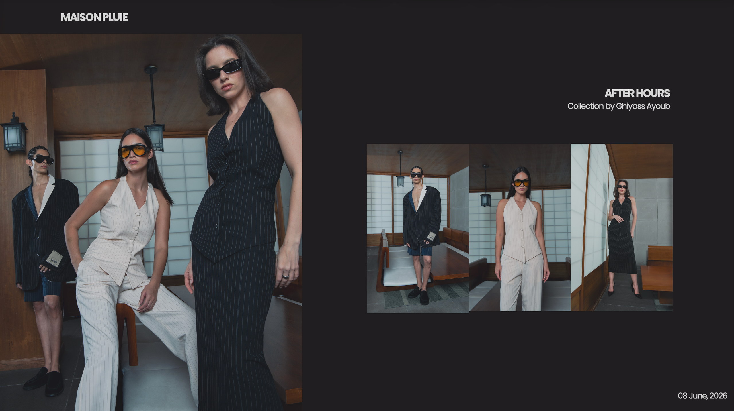 Lookbook layout for Maison Pluie Dubai brand. Elizaveta Filchenko. Fashion-photographer and director