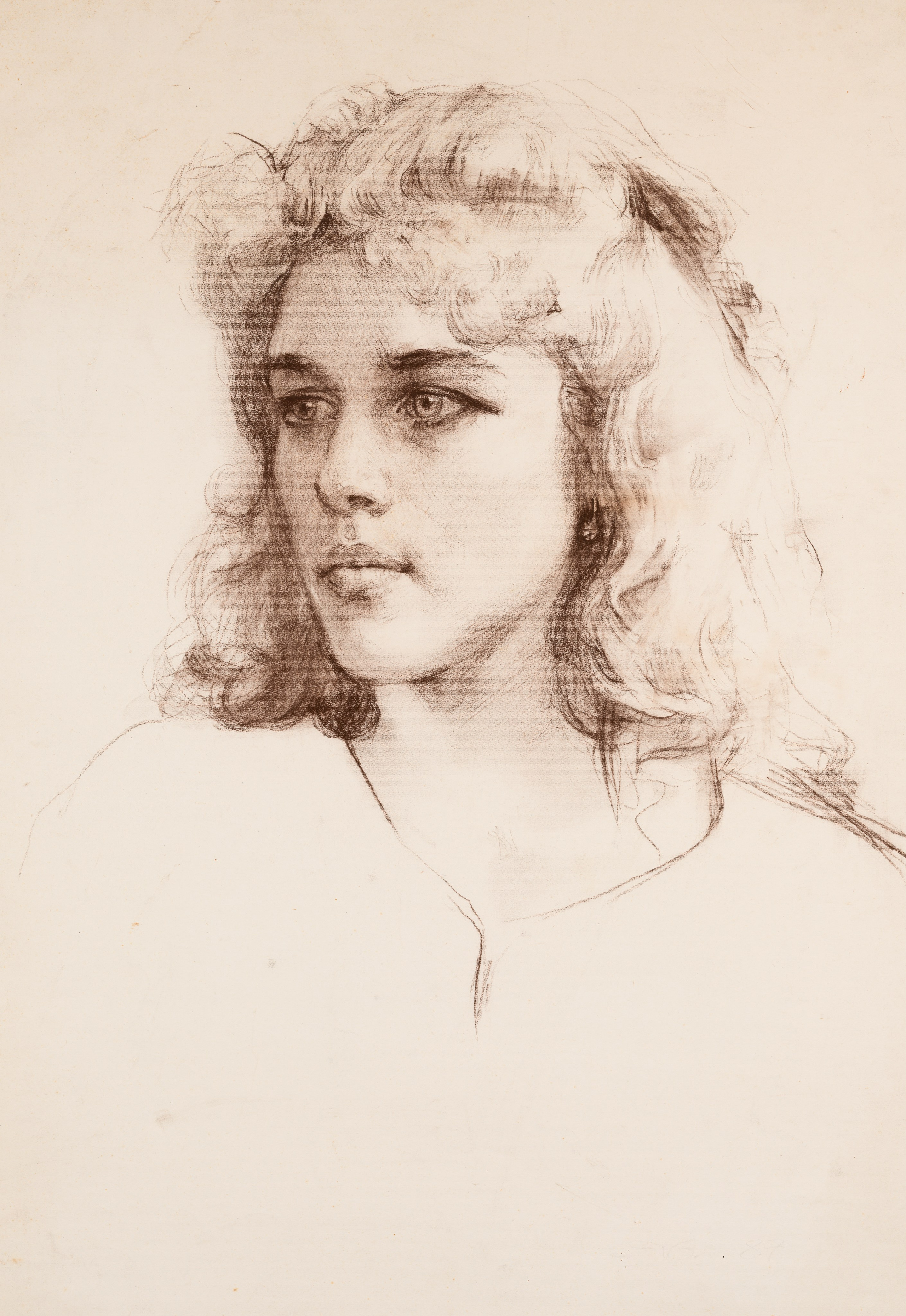 «Портрет Ирины Сокол» - художник Валерий Блохин (бумага, сепия, 61x42 см, 1987)