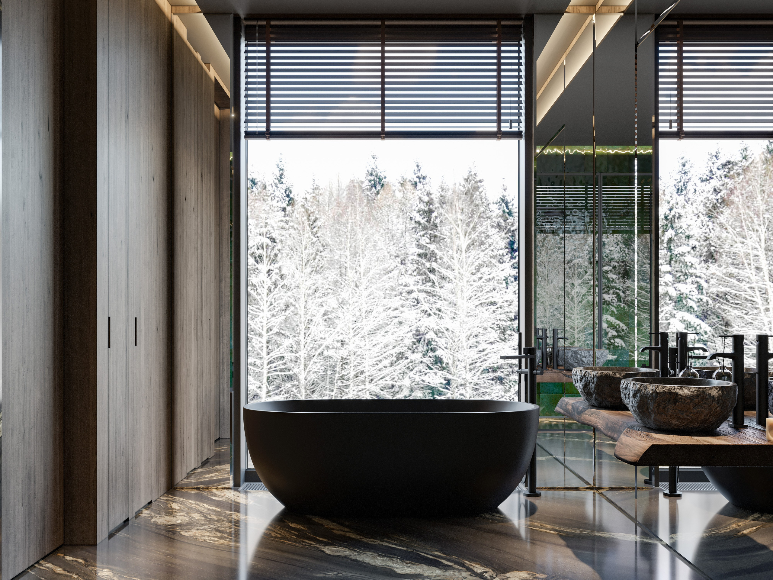 Темный Минимализм: 3D Визуализации Загородного Дома с Деревянной Отделкой. Визуализатор интерьера в Москве | Брагин Кирилл