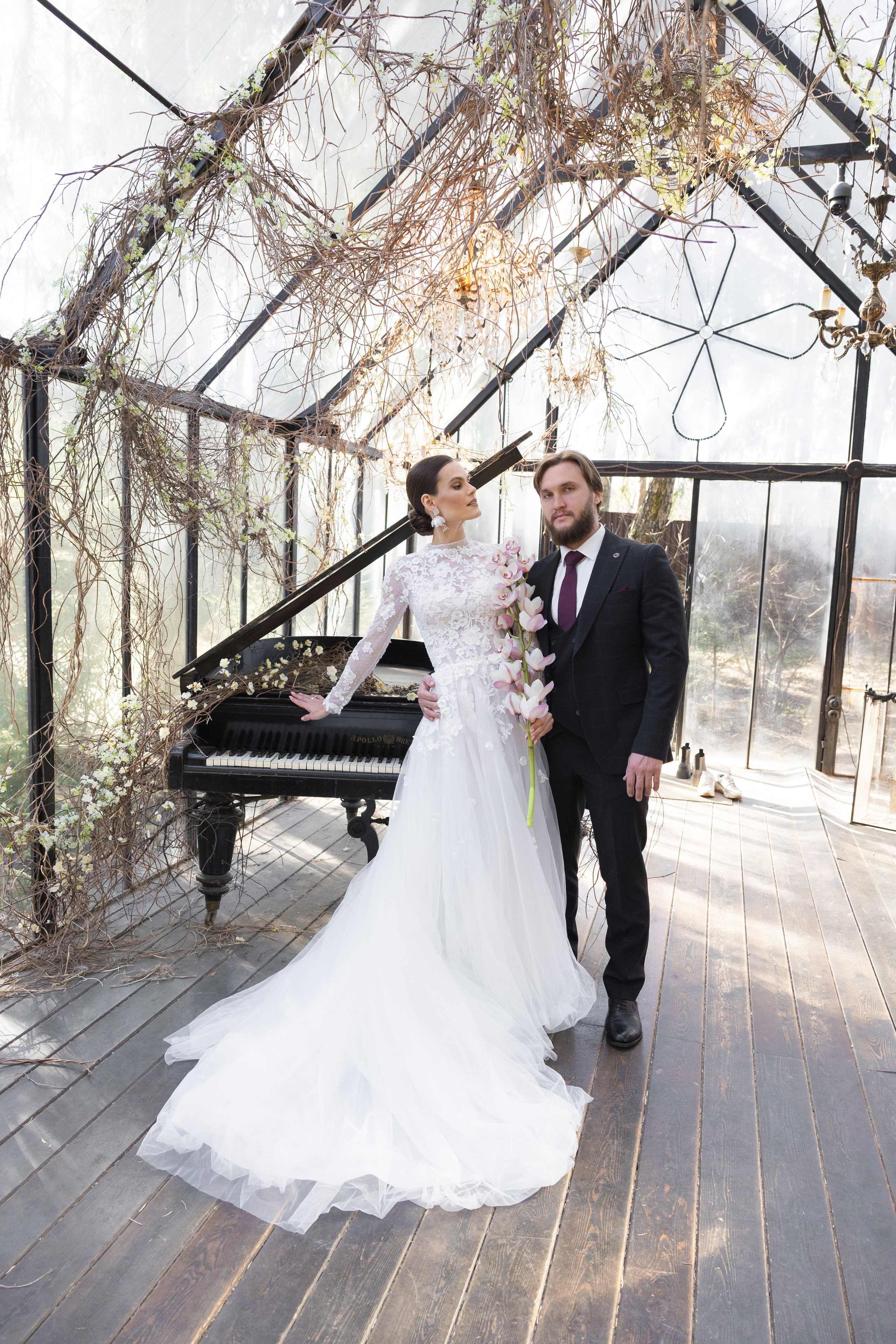 Серафима и Алексей в оранжерее. Свадебный и портретный фотограф в Москве Мария Кравченко