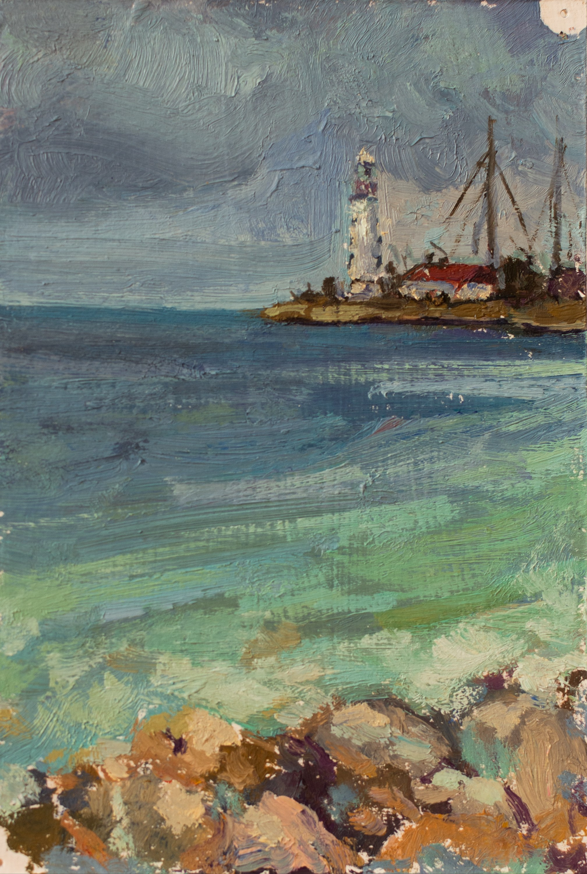 "Январь в Севастополе" картон, масло 15х10см, 2025