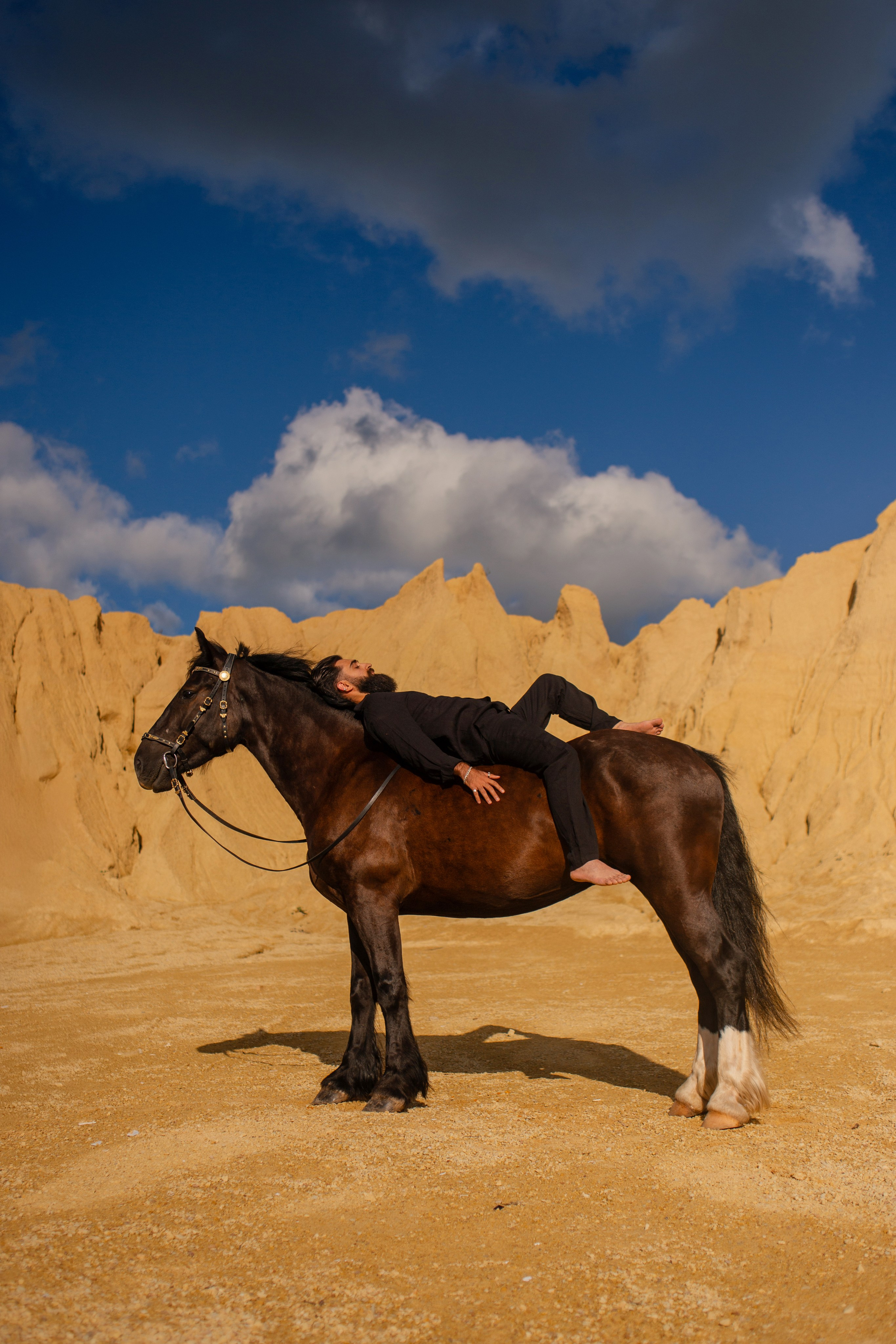Мужская фотосессия с лошадью