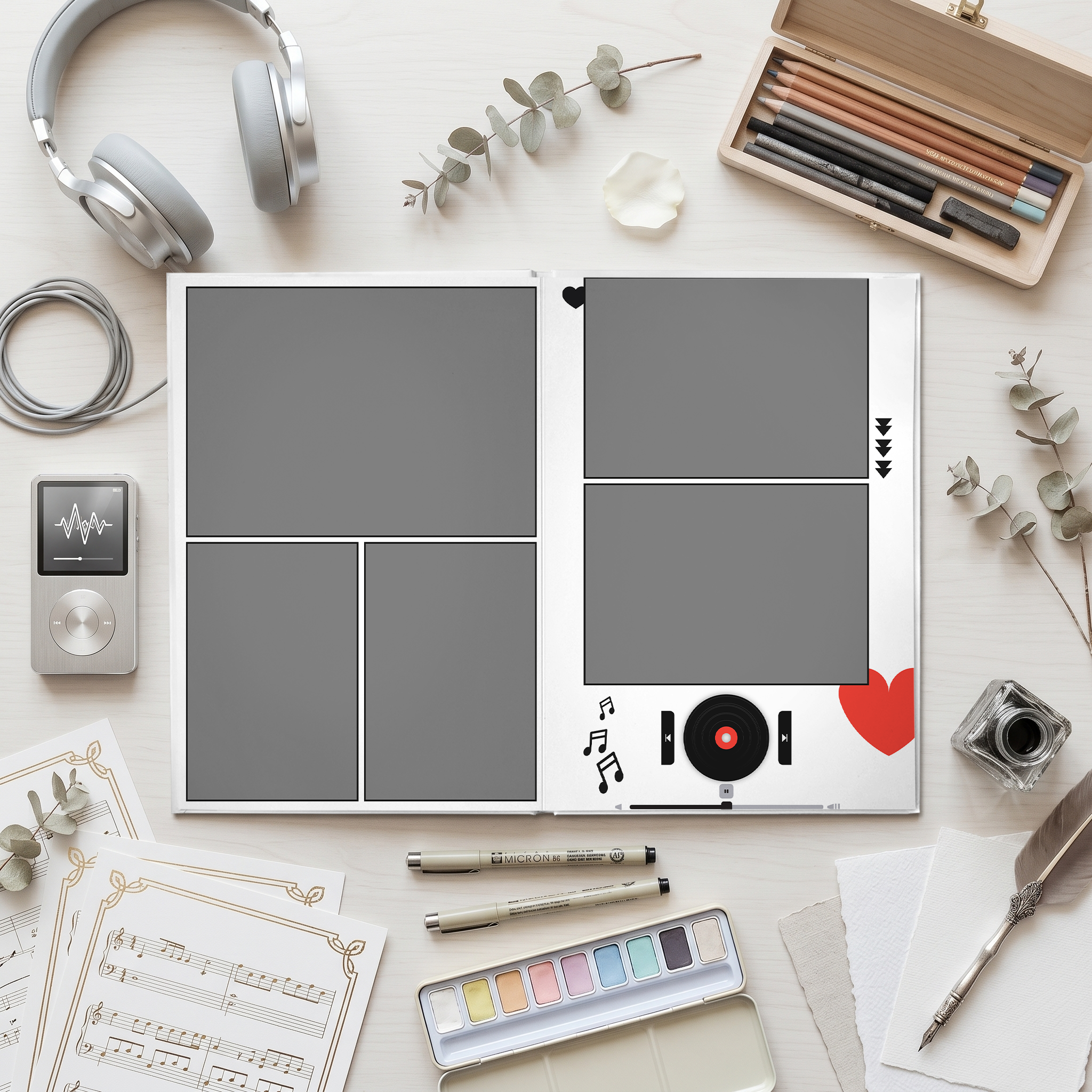 039 Music Player. Дизайны, psd шаблоны школьных и выпускных альбомов и обложек