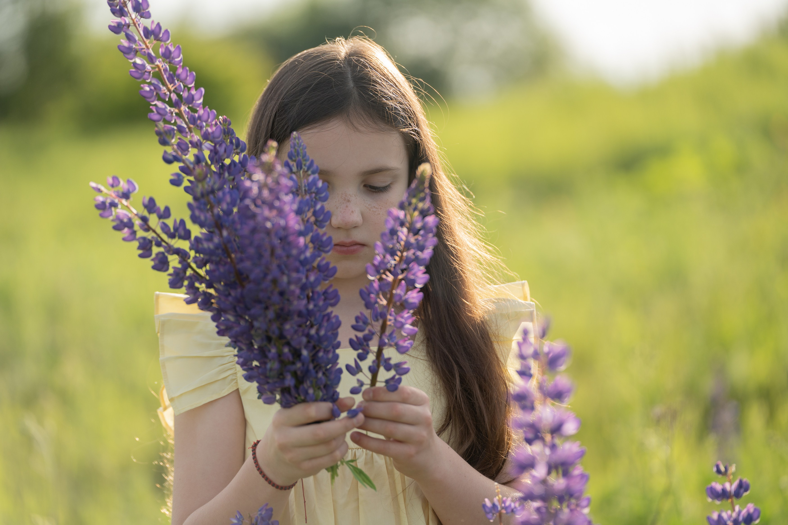 Детская фотосессия в люпинах. Портретный фотограф Олеся Владимирова в Москве