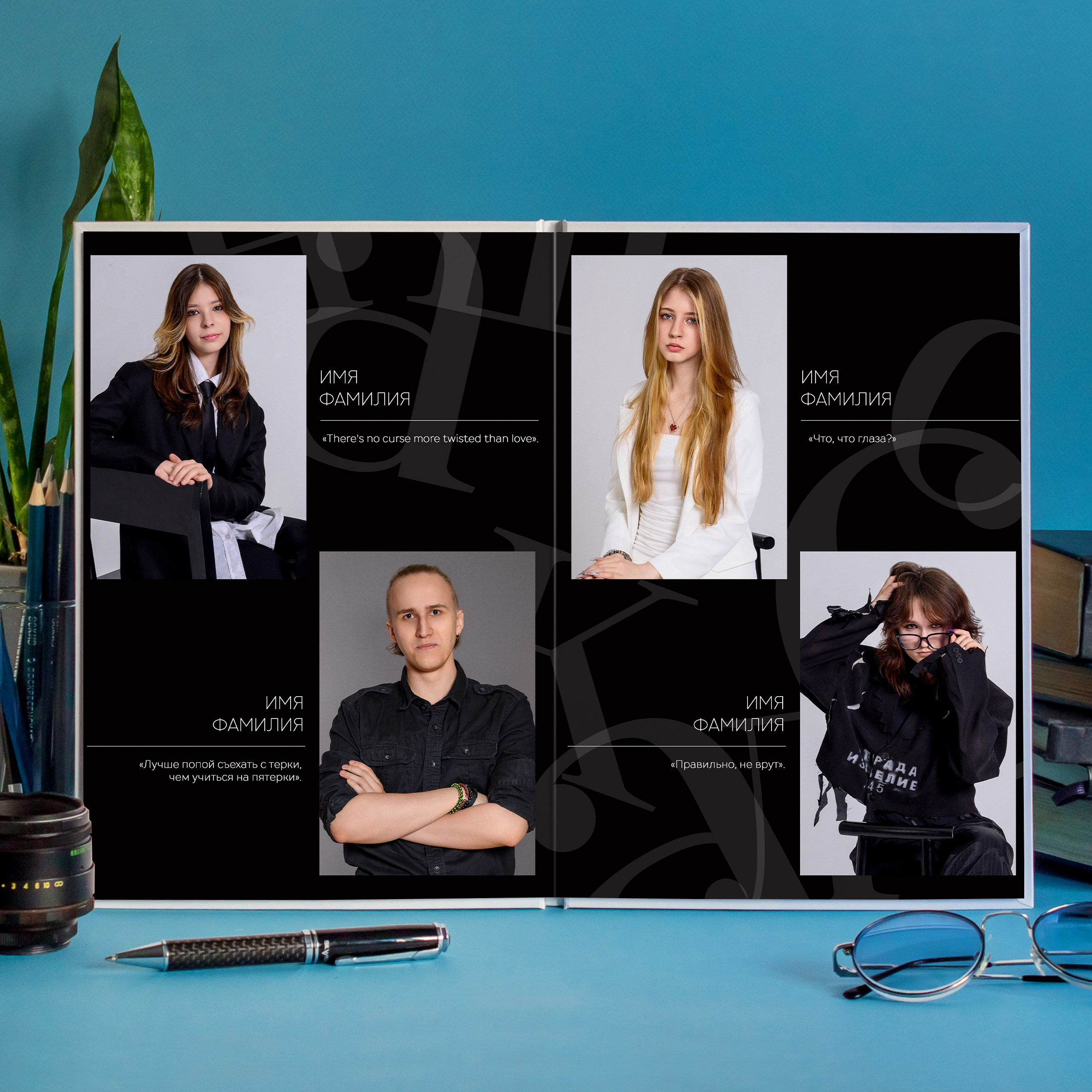 Выпускной альбом Черный 21 на 30 см. Семейный и детский фотограф в детских садах и школах