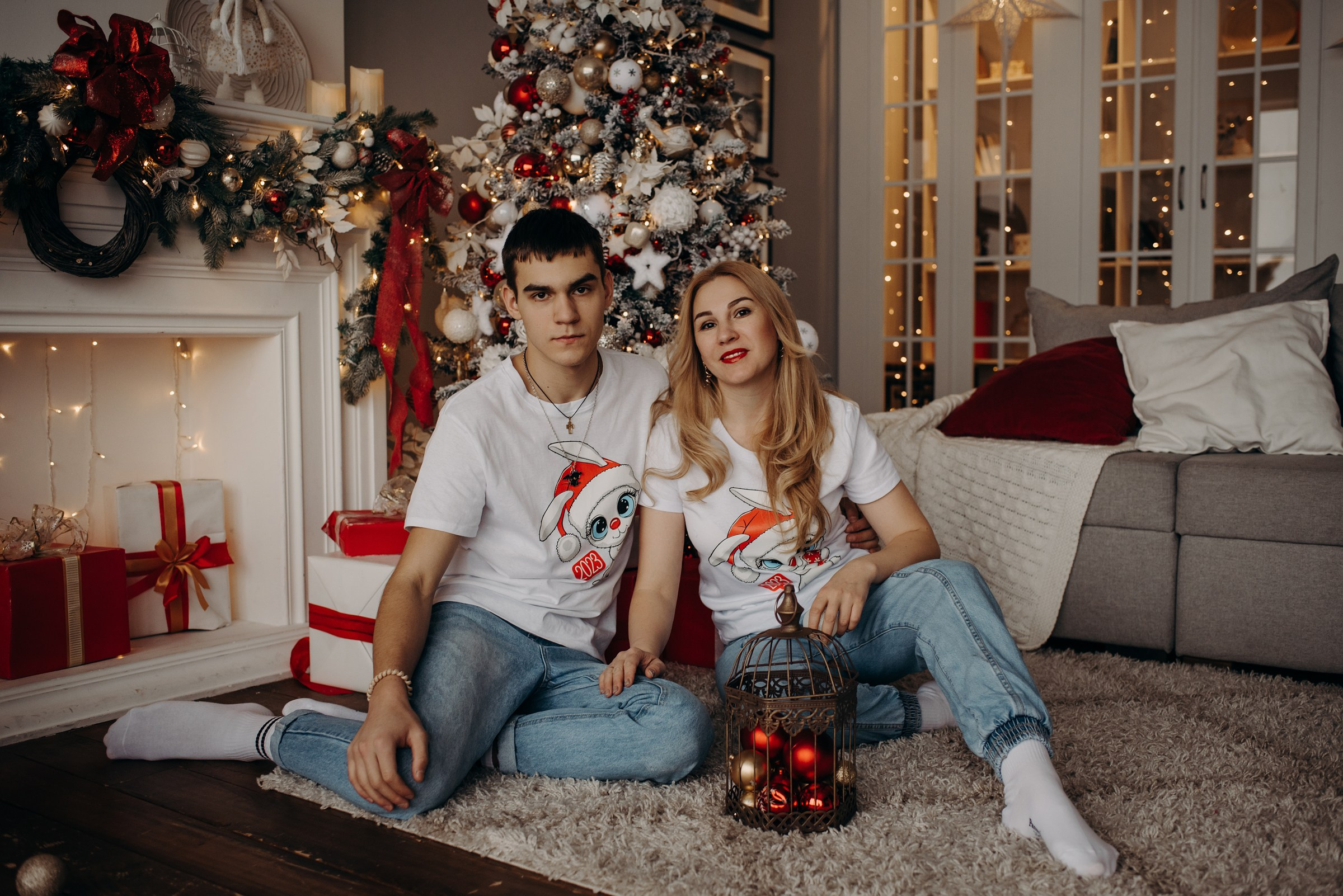 семейная новогодняя фотосессия в фотостудии