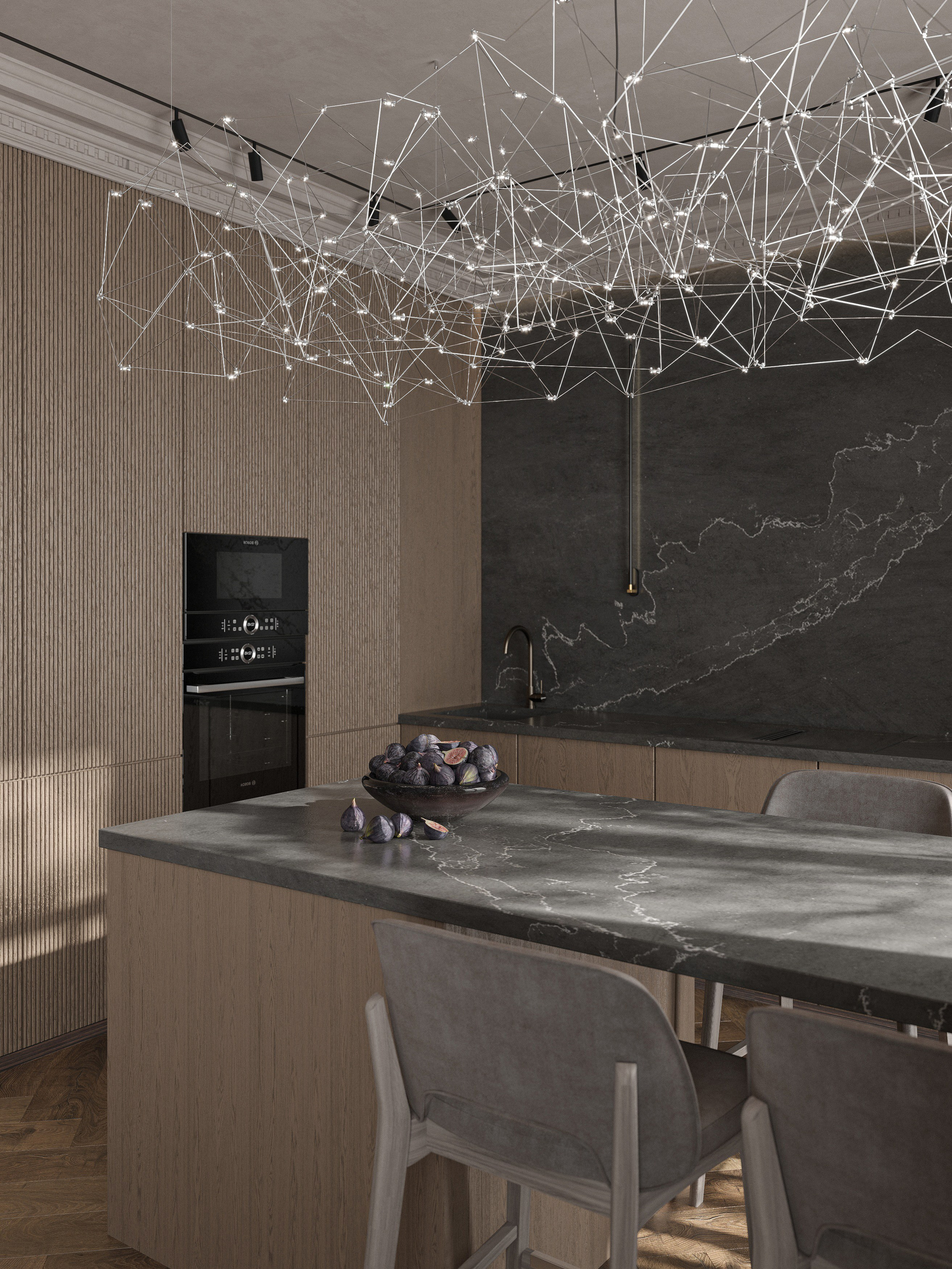 Гостиная 35 м² ЖК Павелецкая Сити. Ксения. 3D‑визуализатор