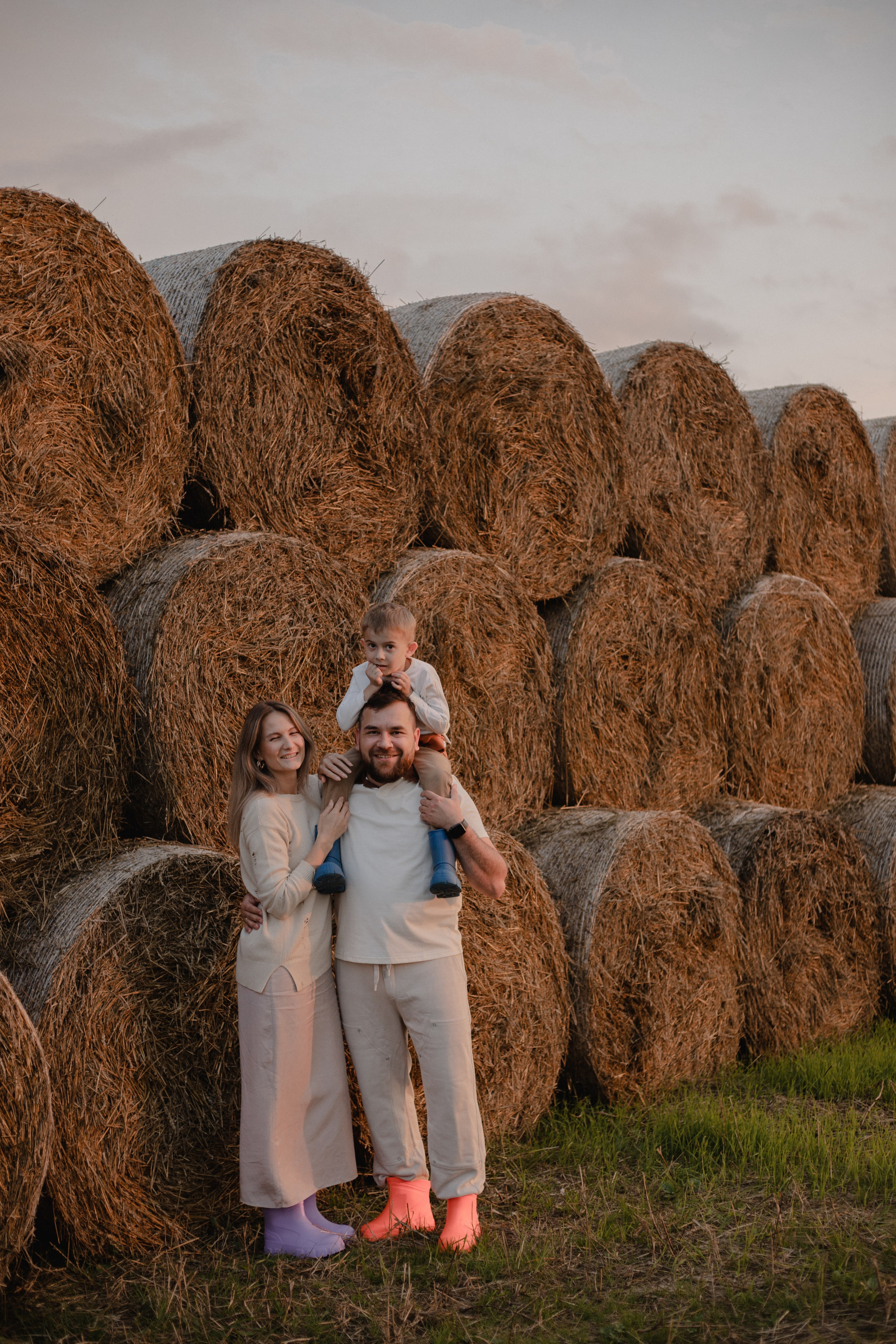 В стогах сена :)