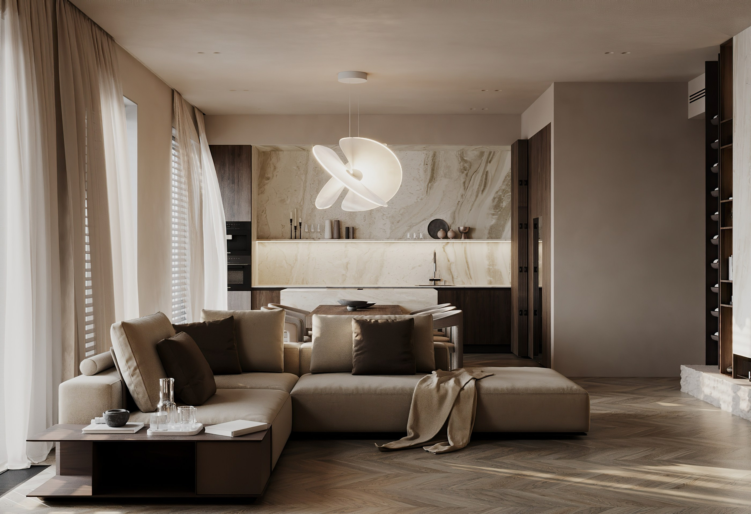 Кухня —гостиная ЖК Титул. Визуализатор Векшина Елена