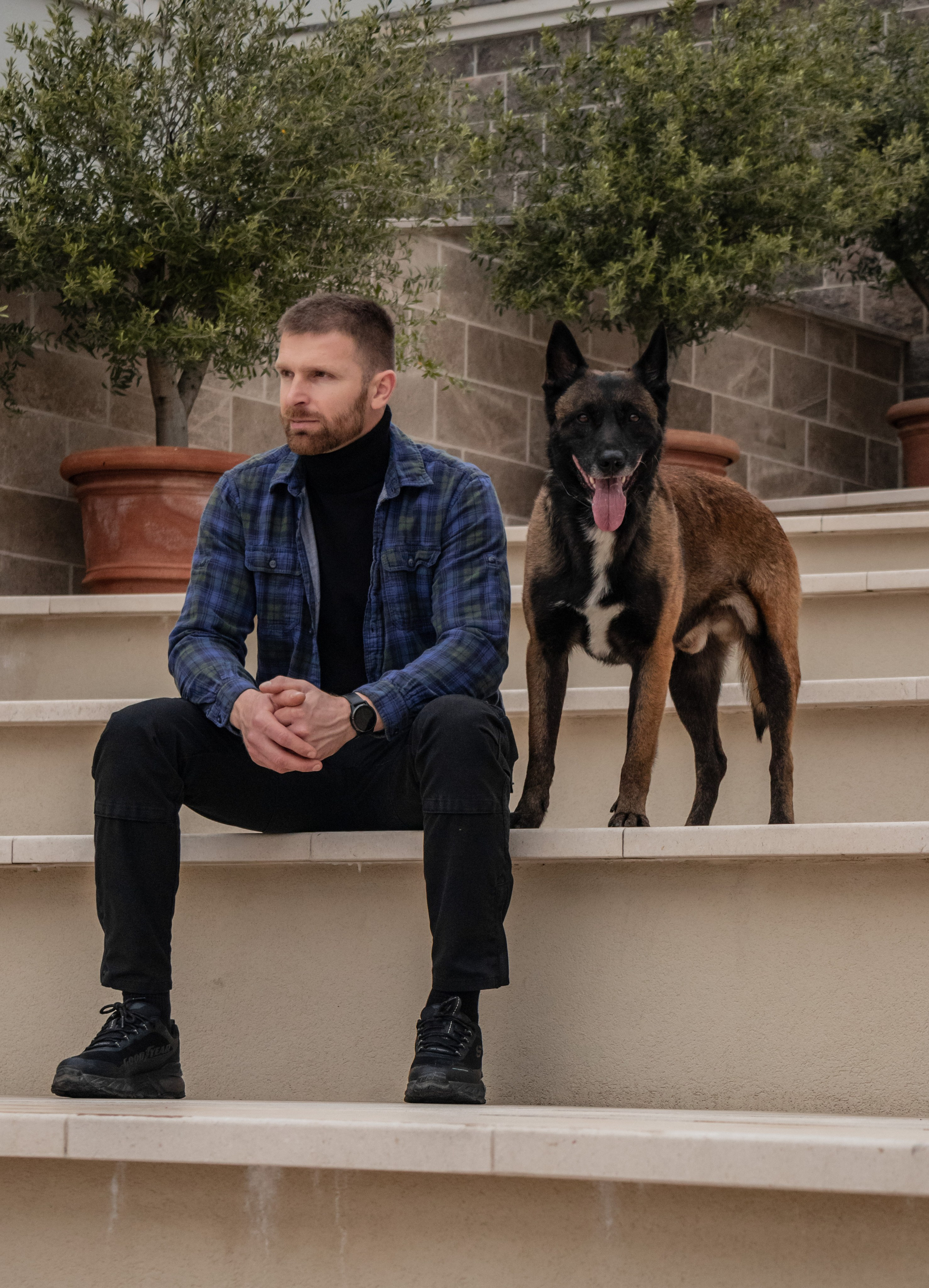 Photoshoot with a dog in Montenegro. Portrait photographer in Tivat Montenegro Katerina Kirsanova